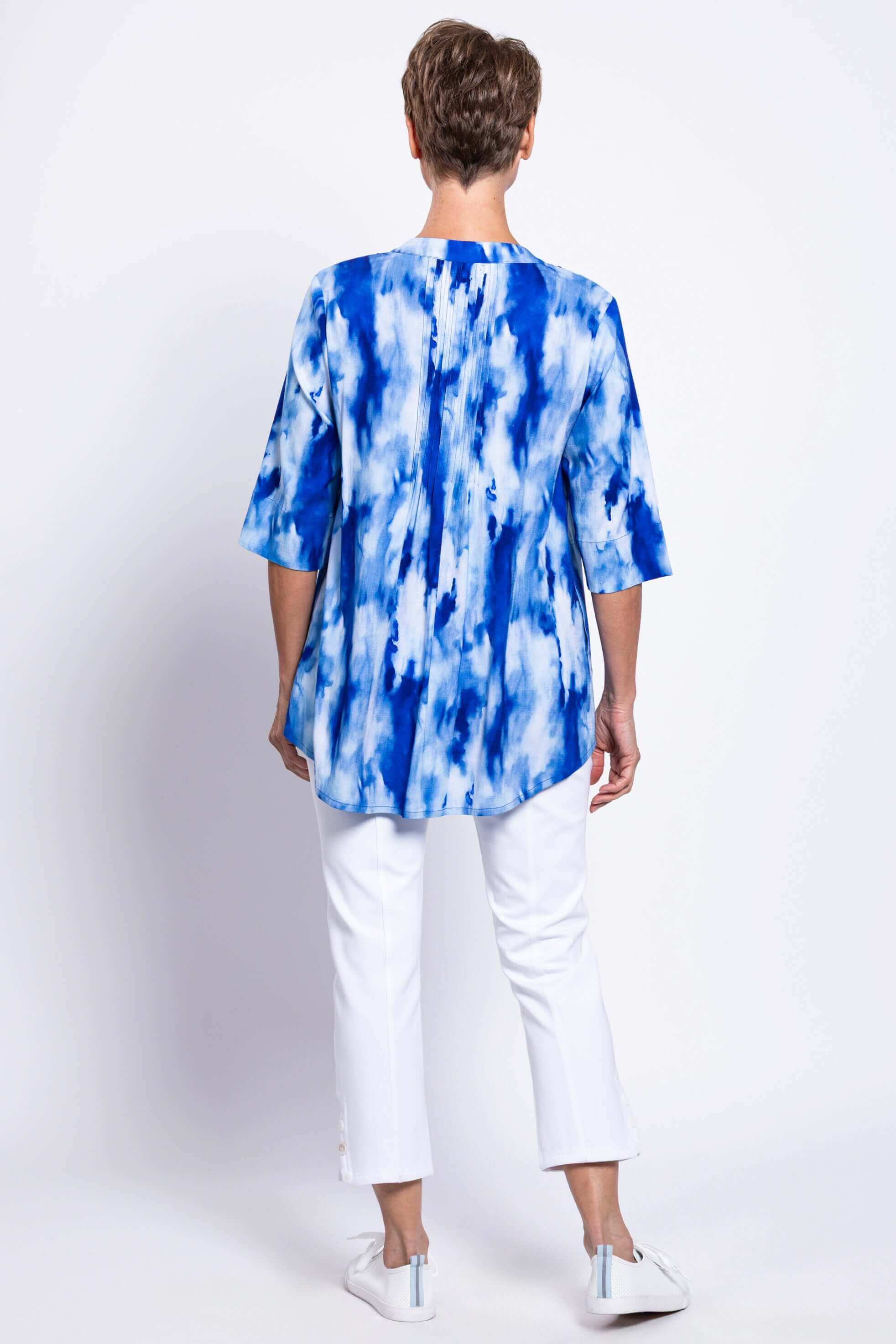 Margate Blouse, Ocean Tides, Linen Bamboo - Image 4