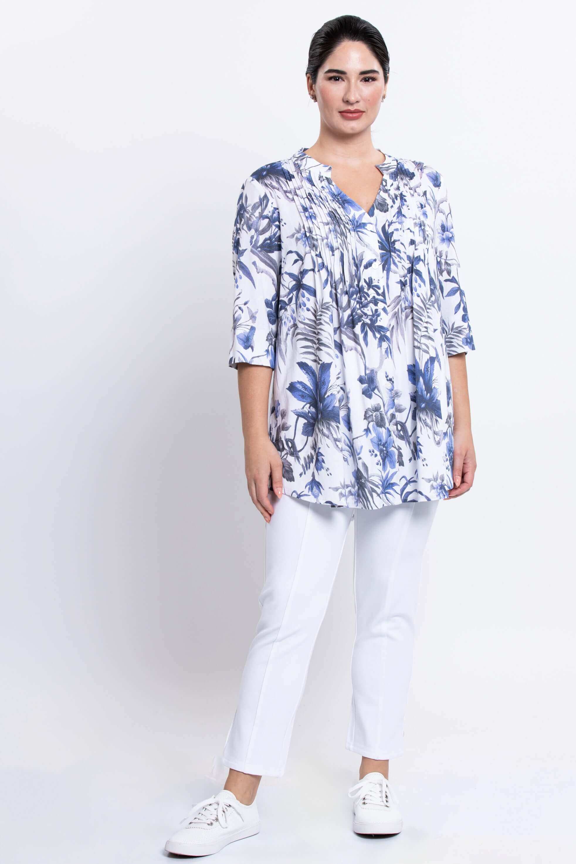 Margate Blouse, Peri Palm, Linen Bamboo - Image 2
