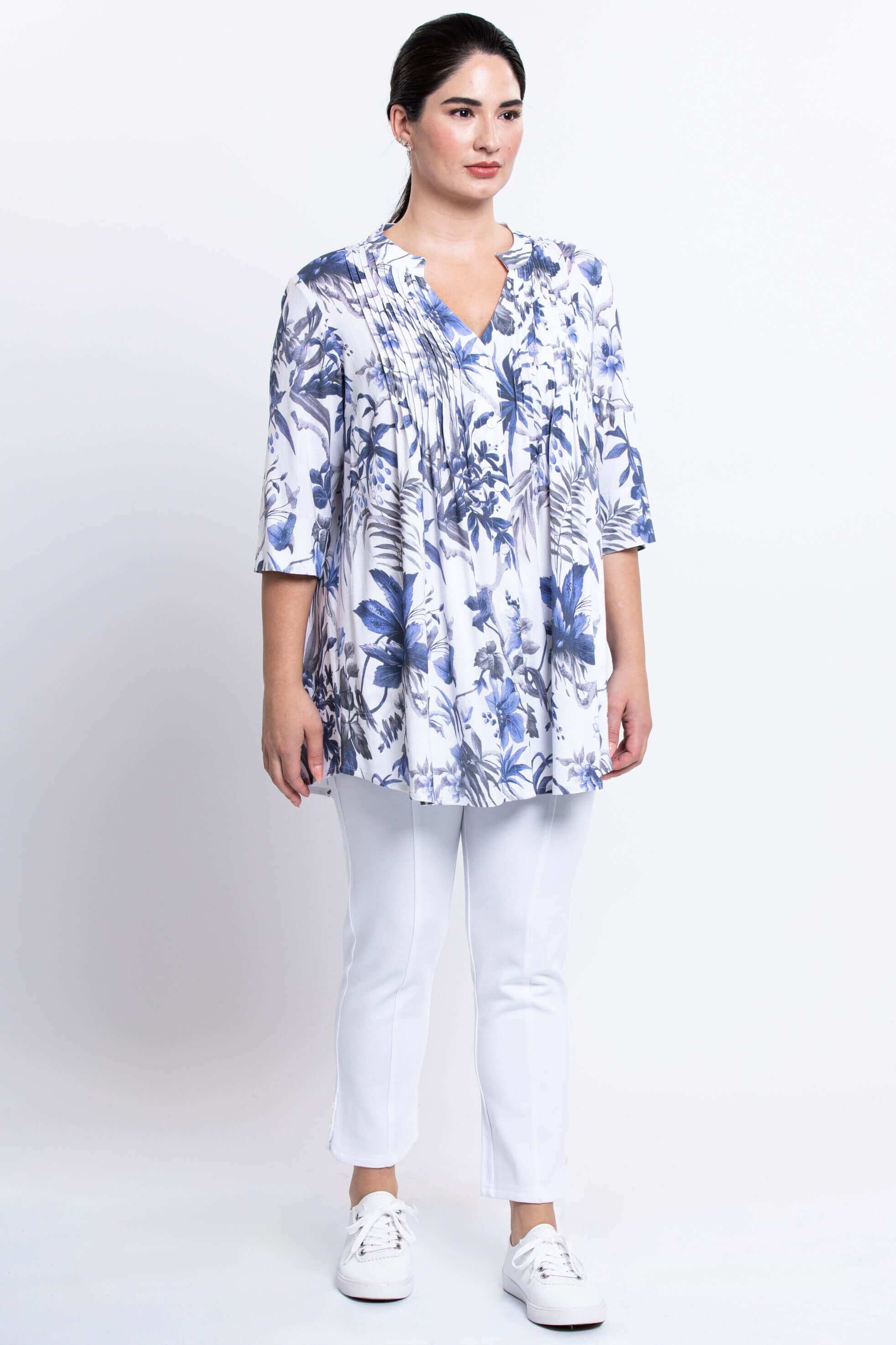 Margate Blouse, Peri Palm, Linen Bamboo - Image 3