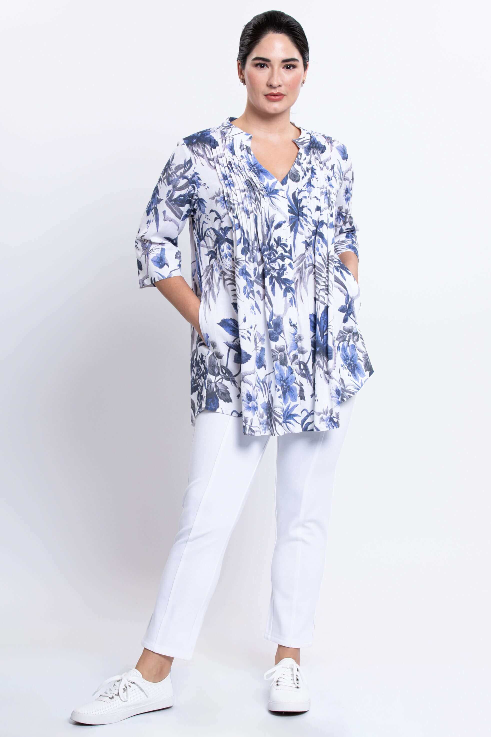 Margate Blouse, Peri Palm, Linen Bamboo - Image 4