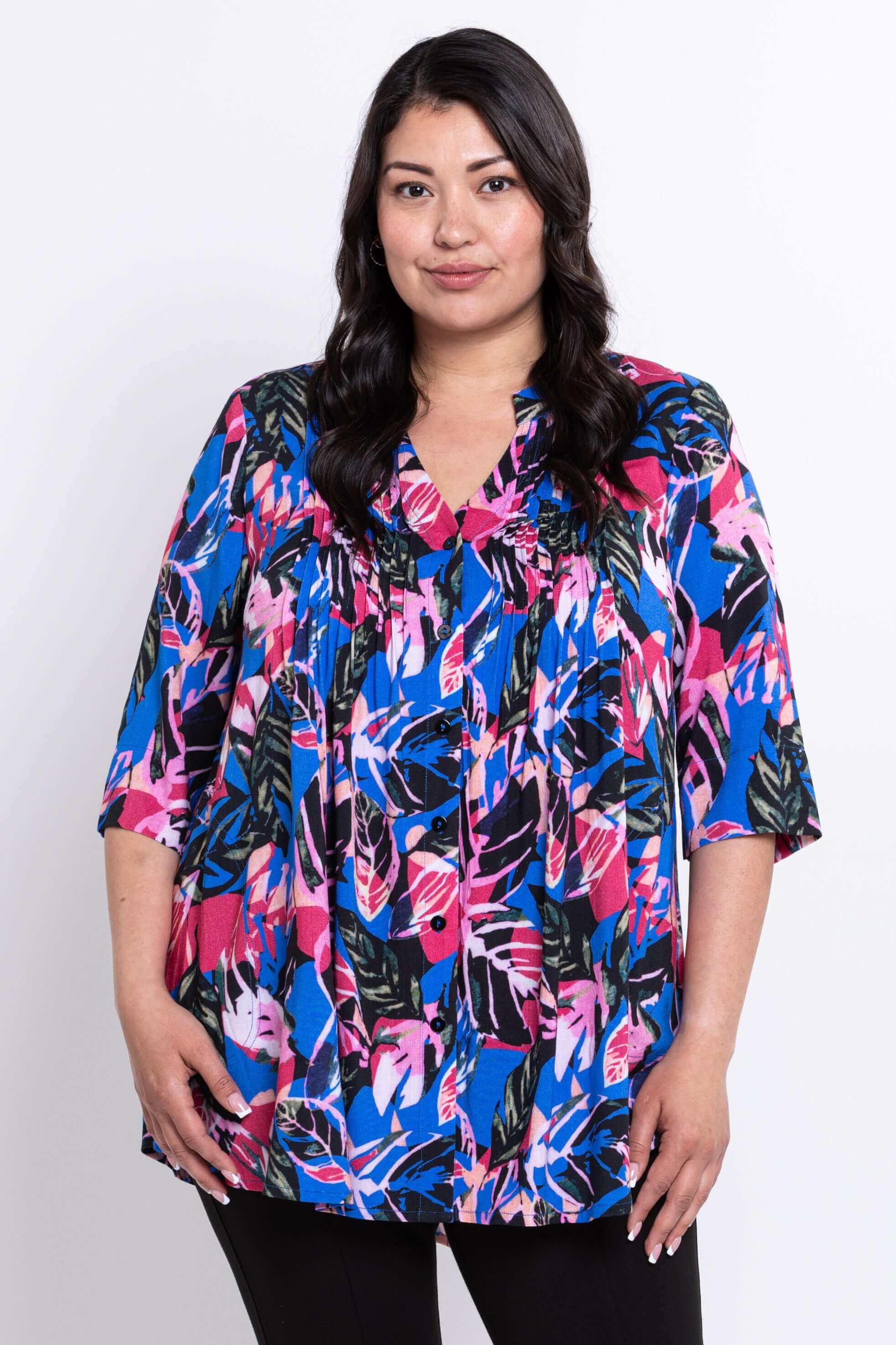 Margate Blouse, Pink Bonita, Linen Bamboo