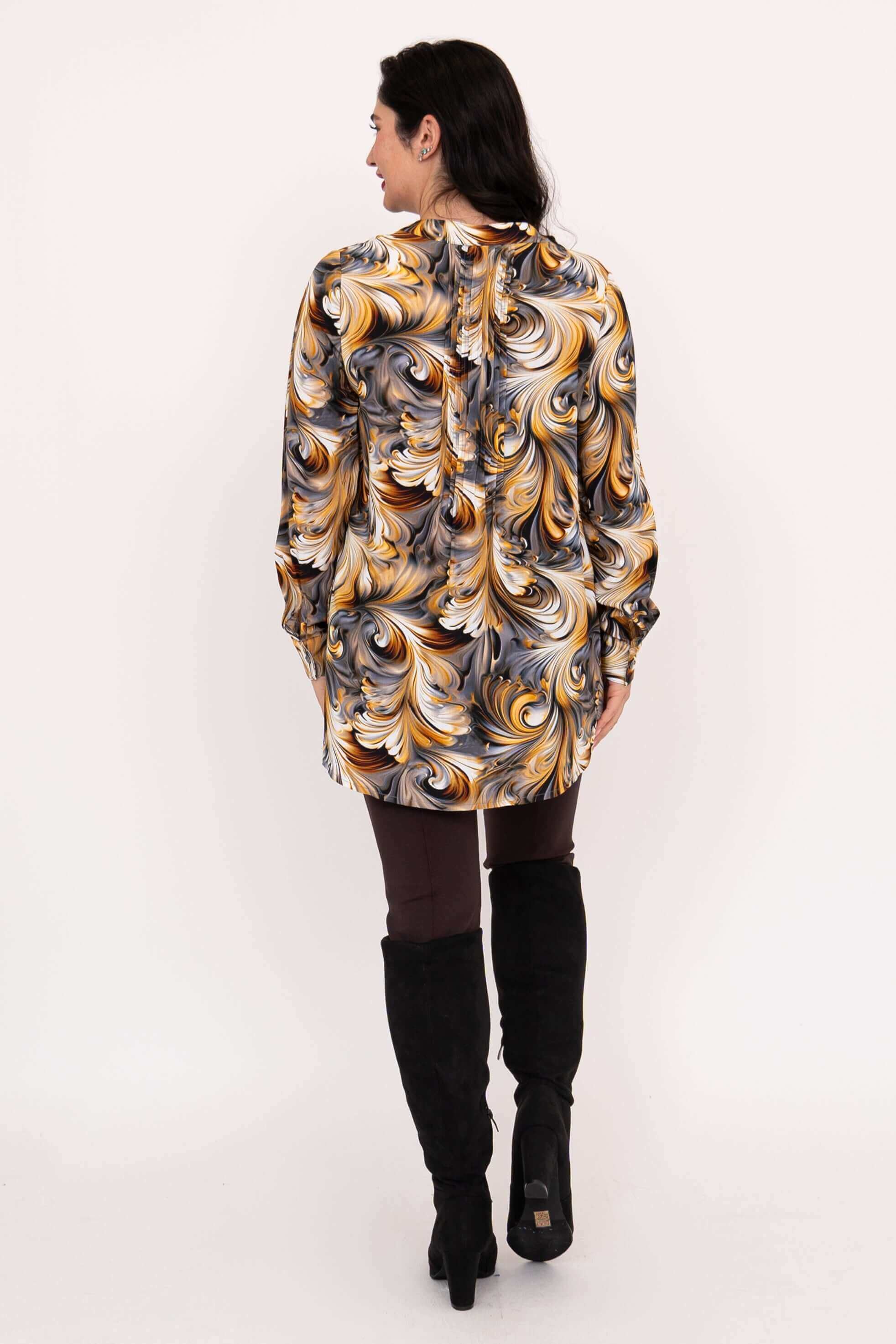Margate L/S Blouse, Coffee Marble - Image 4