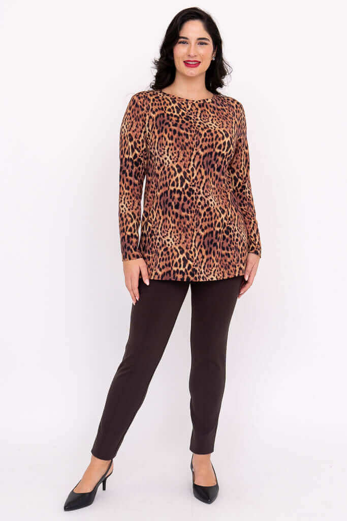 Margie Top, Chocolate Leopard, Bamboo - Image 2