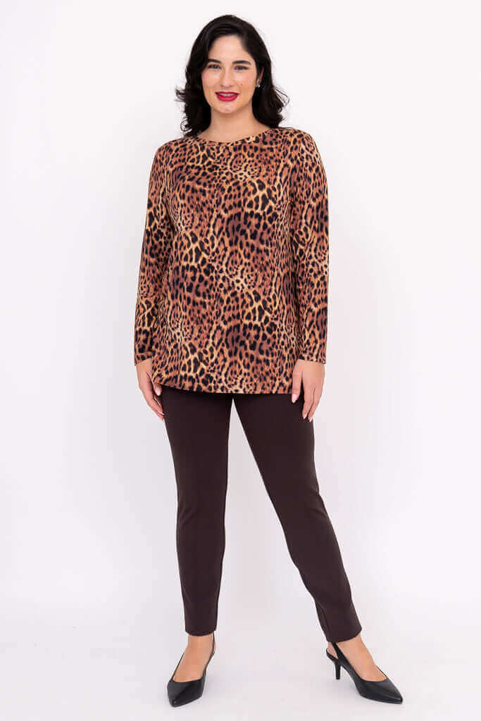 Margie Top, Chocolate Leopard, Bamboo - Image 3