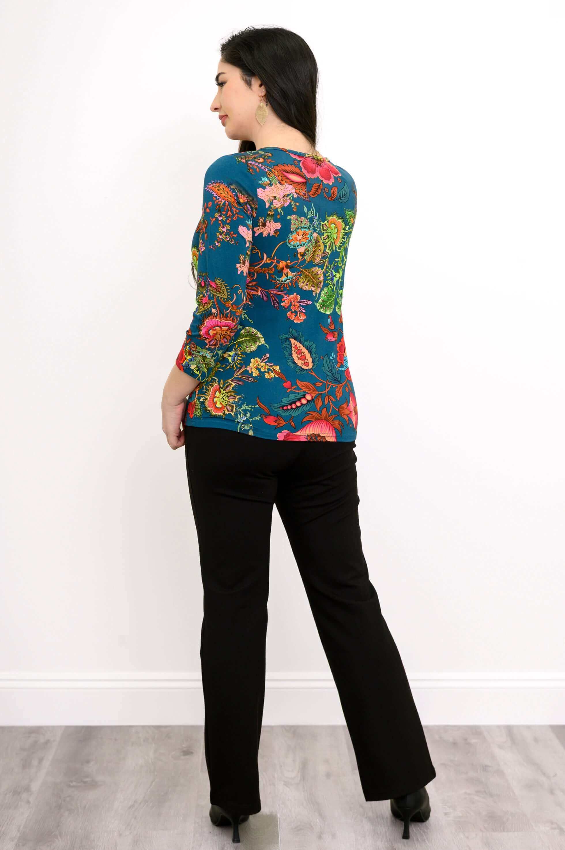 Margorie Top, Teal Fantasy, Bamboo - Image 5
