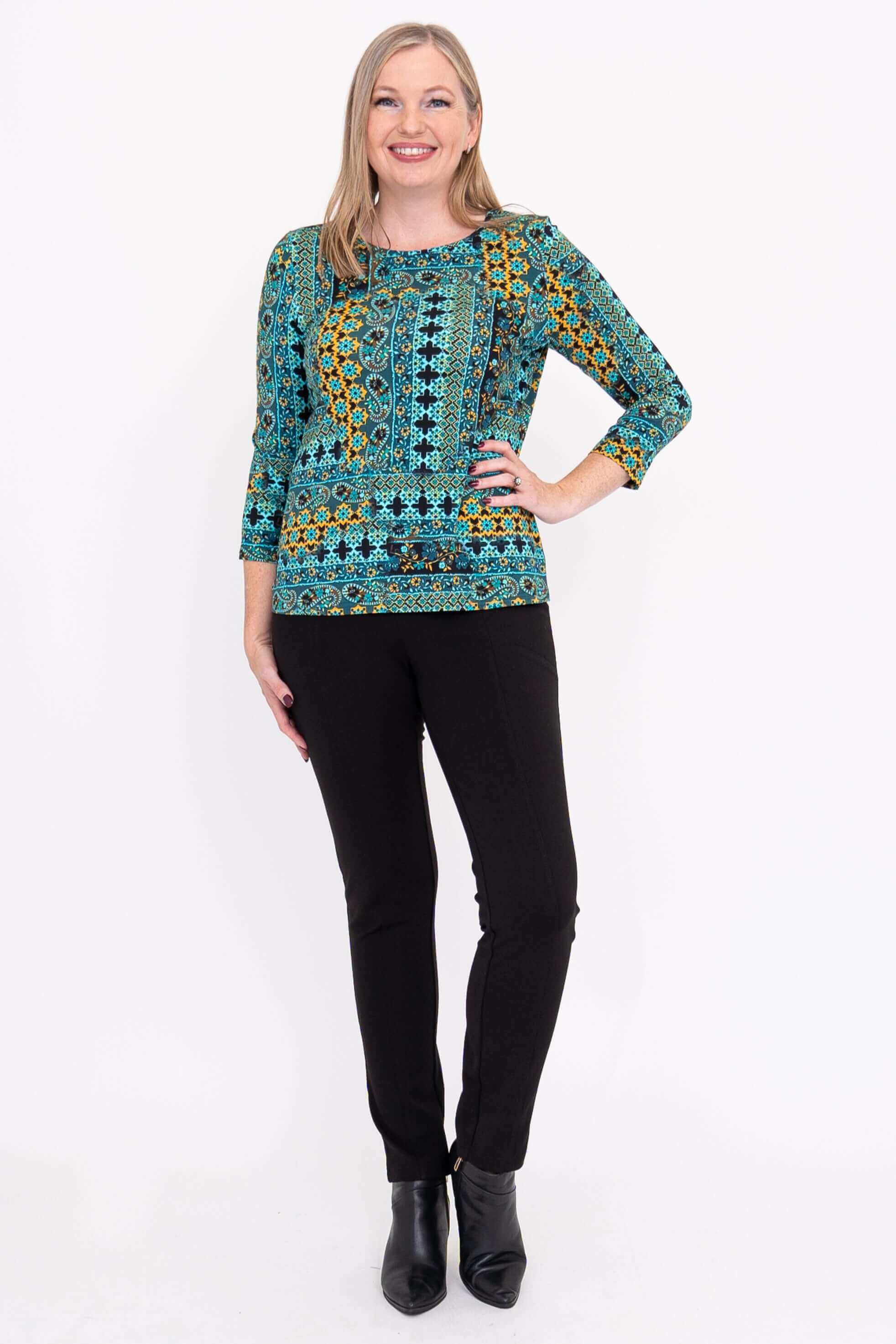 Margorie Top, Teal Ways, Bamboo - Image 3