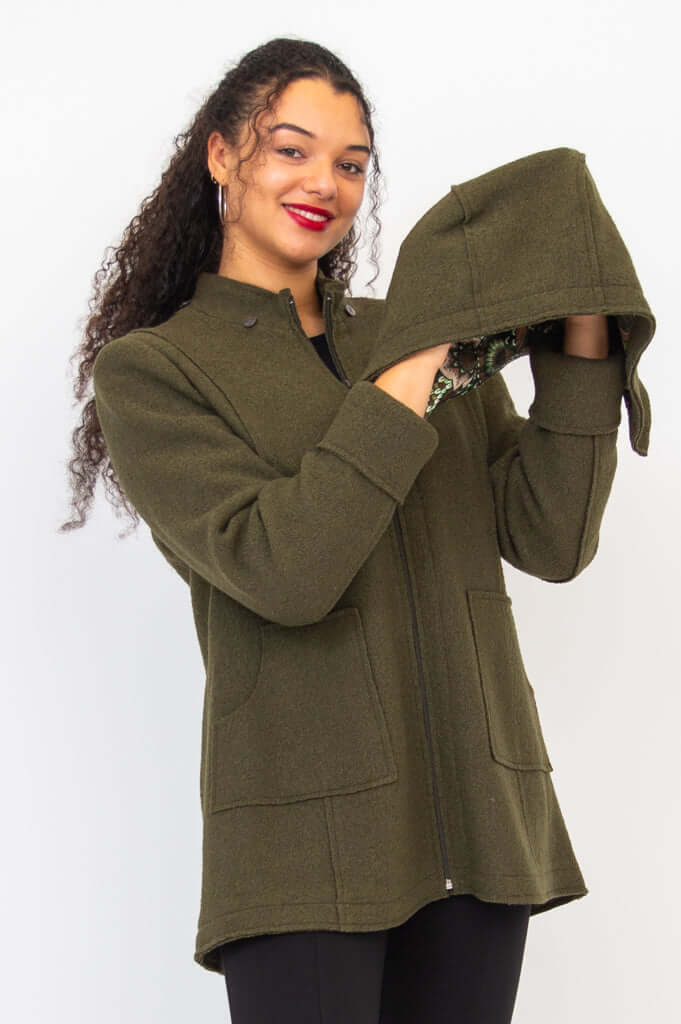 Maro Coat, Moss, Boiled Wool - Image 4