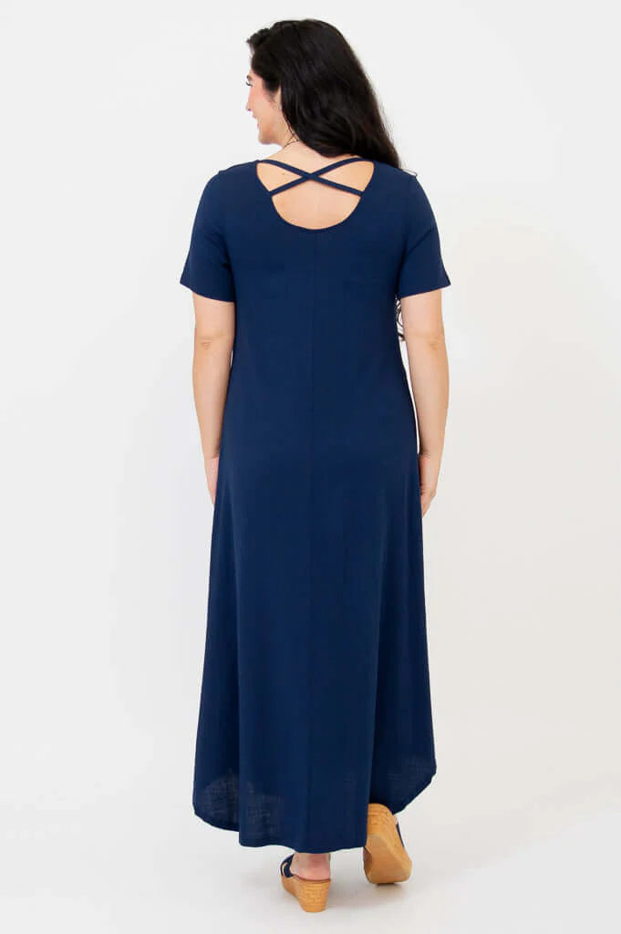 Martha Dress, Indigo, Linen Bamboo - Image 3