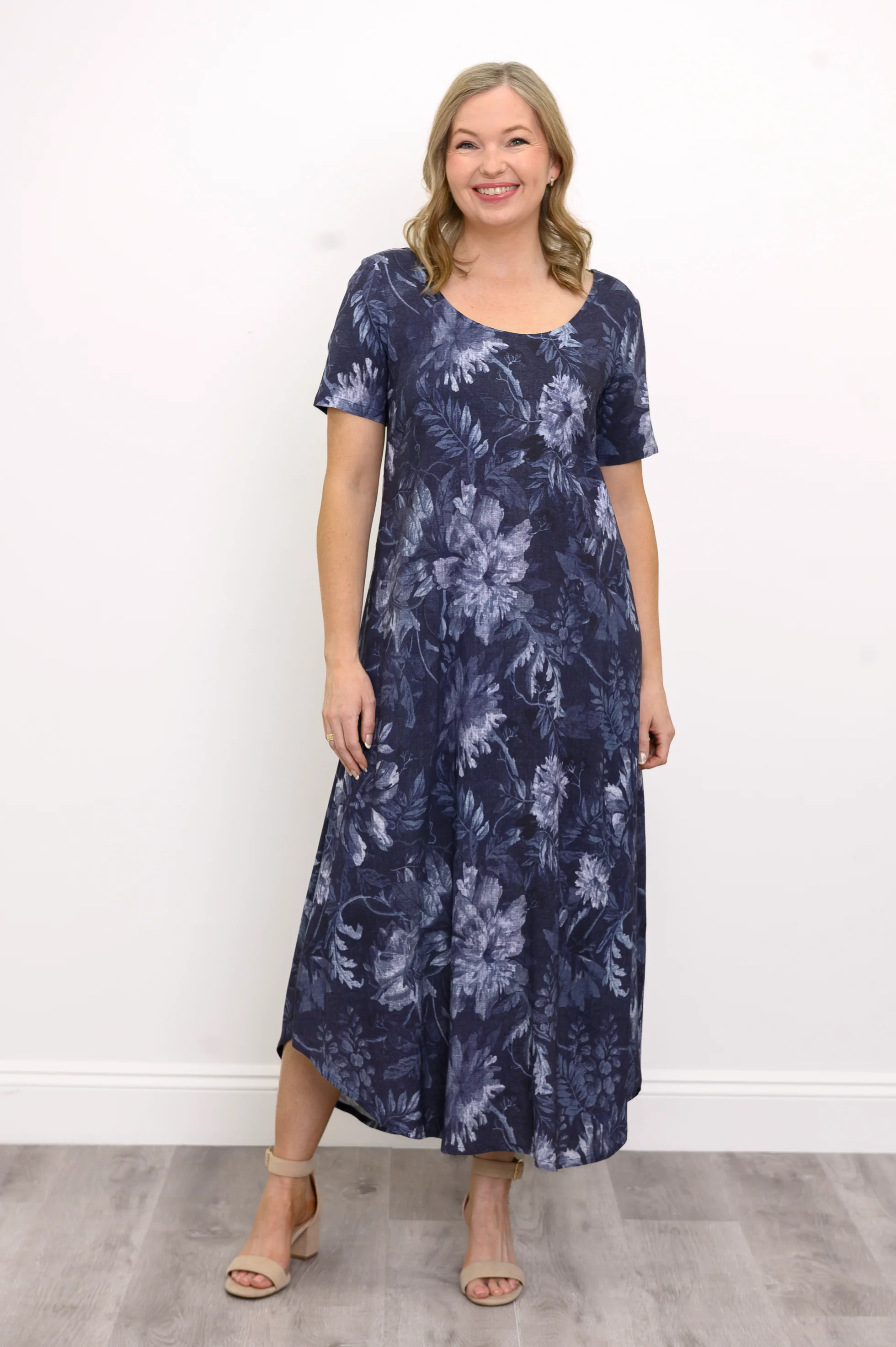 Martha Dress, Indigo Mood, Linen Bamboo - Image 2