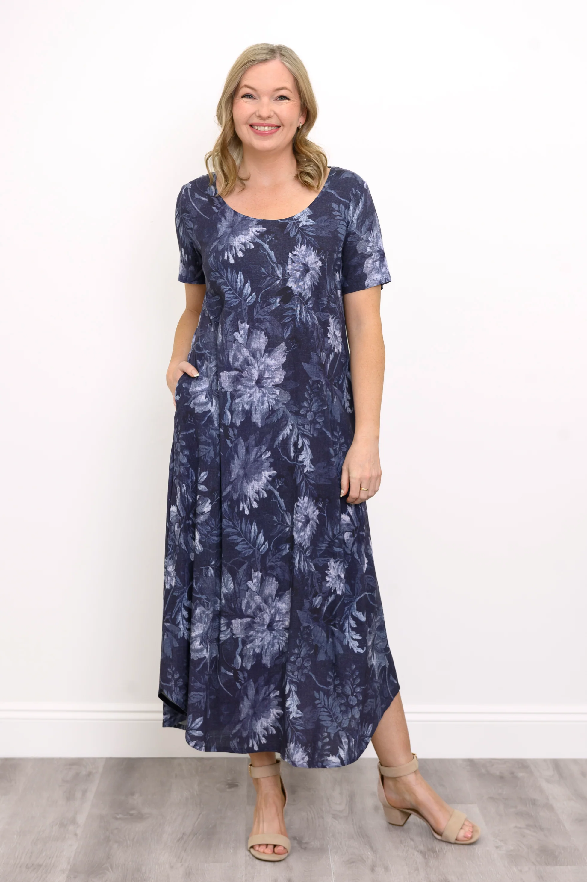 Martha Dress, Indigo Mood, Linen Bamboo - Image 3