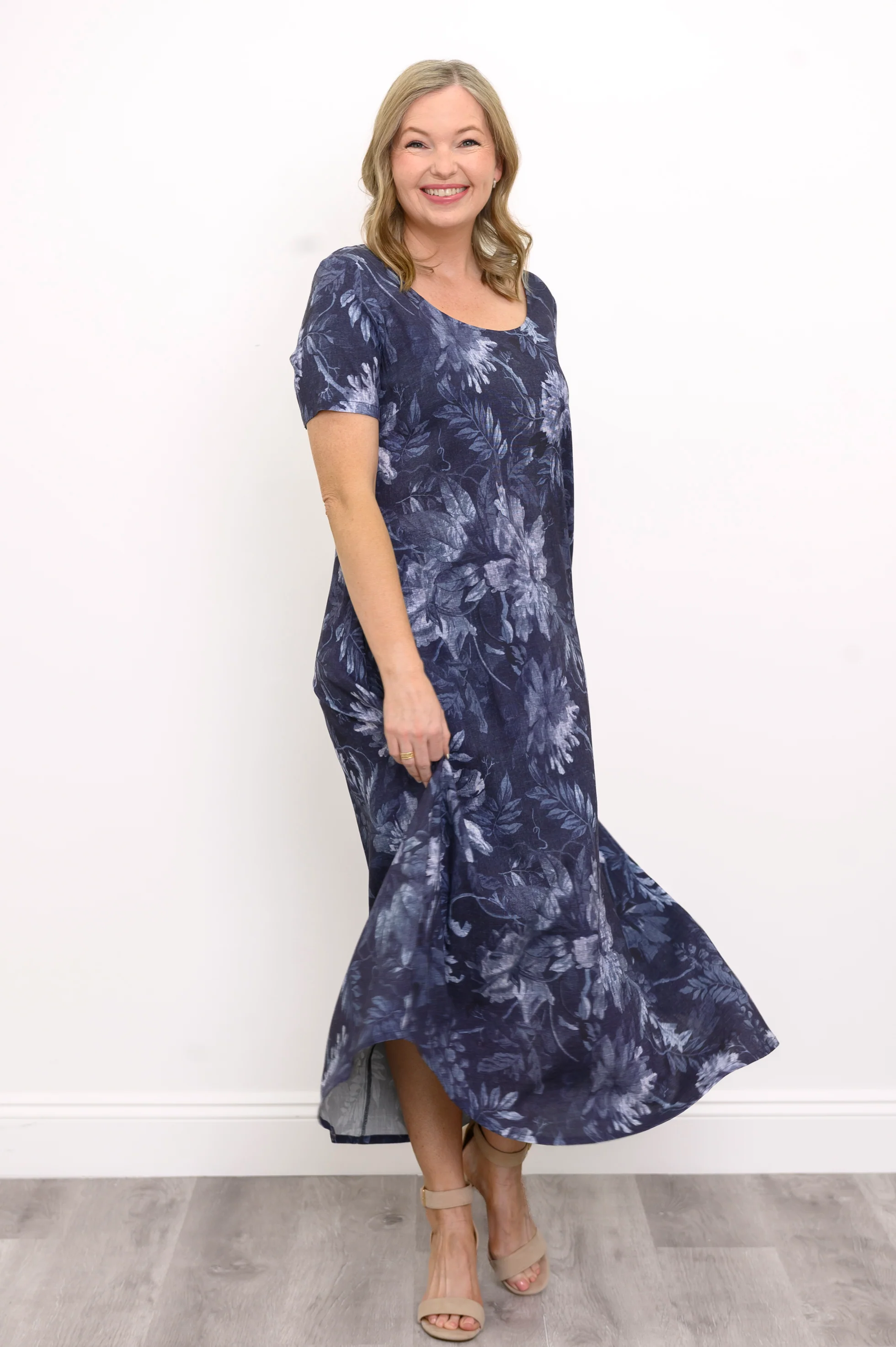Martha Dress, Indigo Mood, Linen Bamboo - Image 5