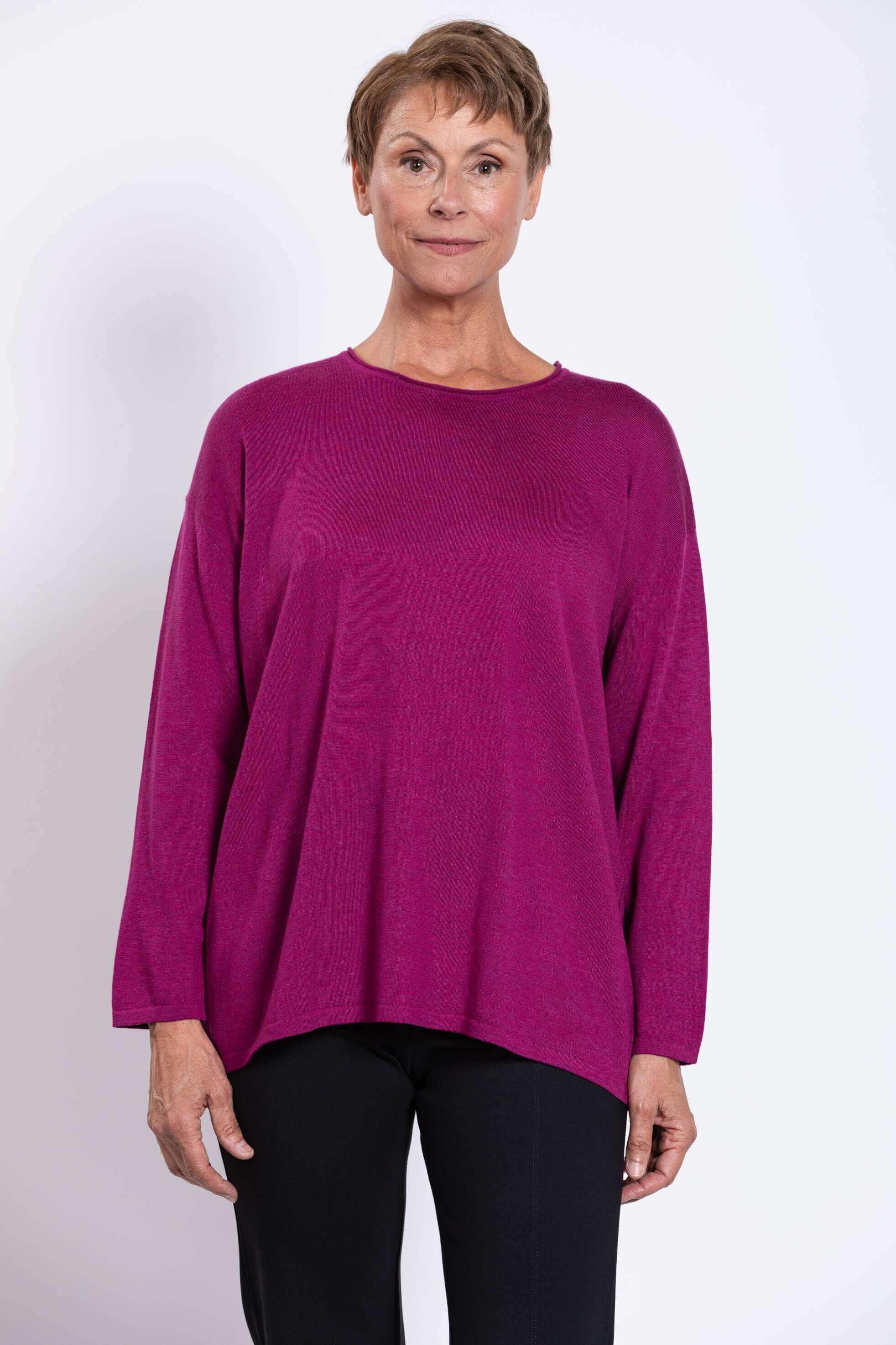 Matera Sweater, Magenta, Merino Wool