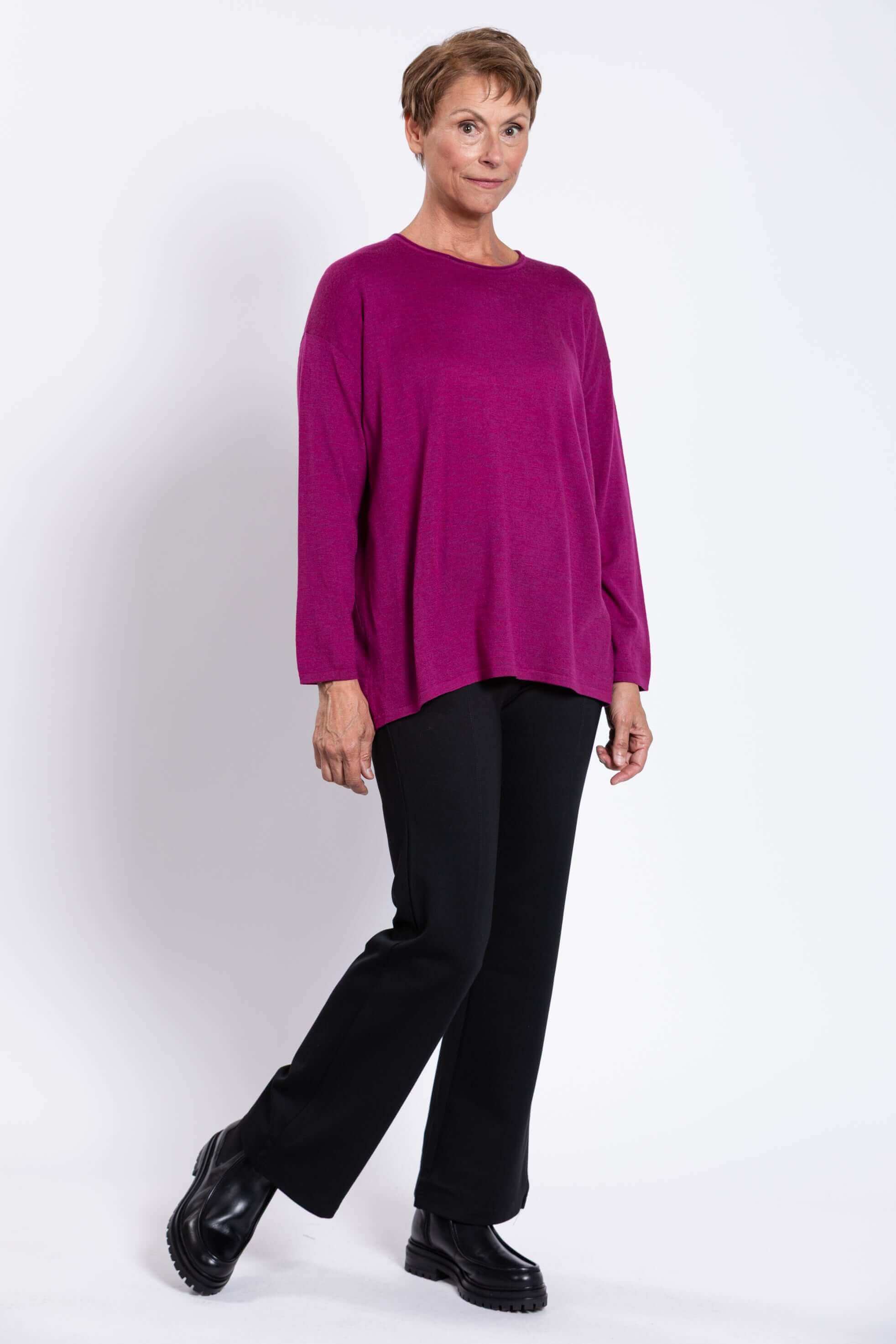 Matera Sweater, Magenta, Merino Wool - Image 3
