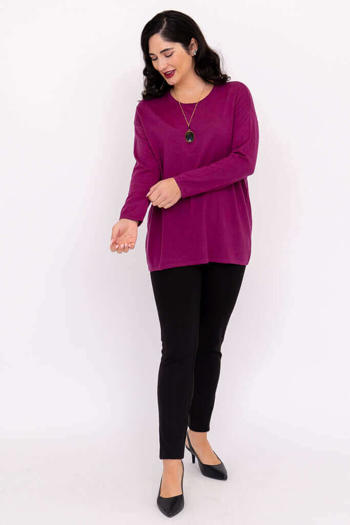 Matera Sweater, Magenta, Merino Wool - Image 4