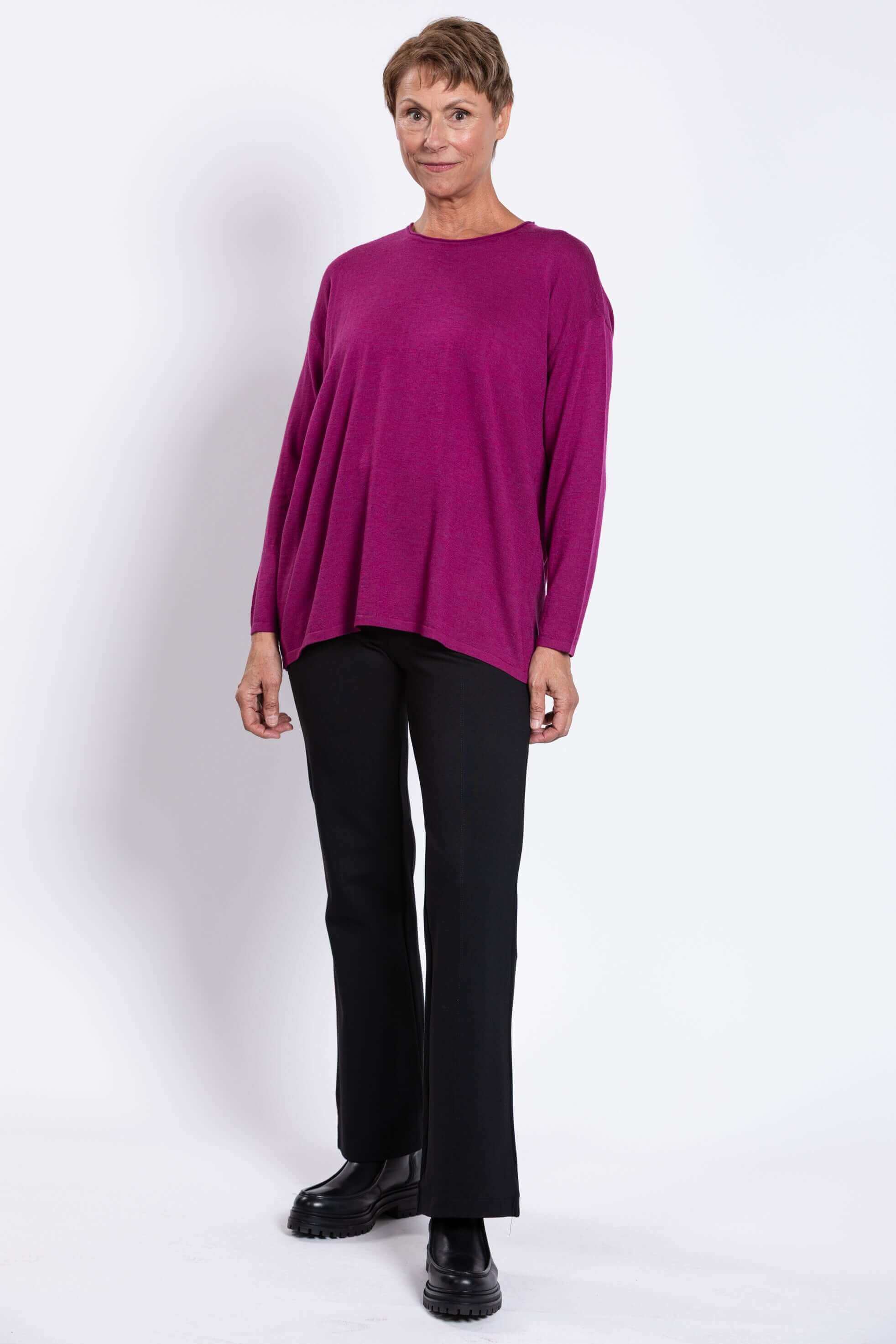 Matera Sweater, Magenta, Merino Wool - Image 5