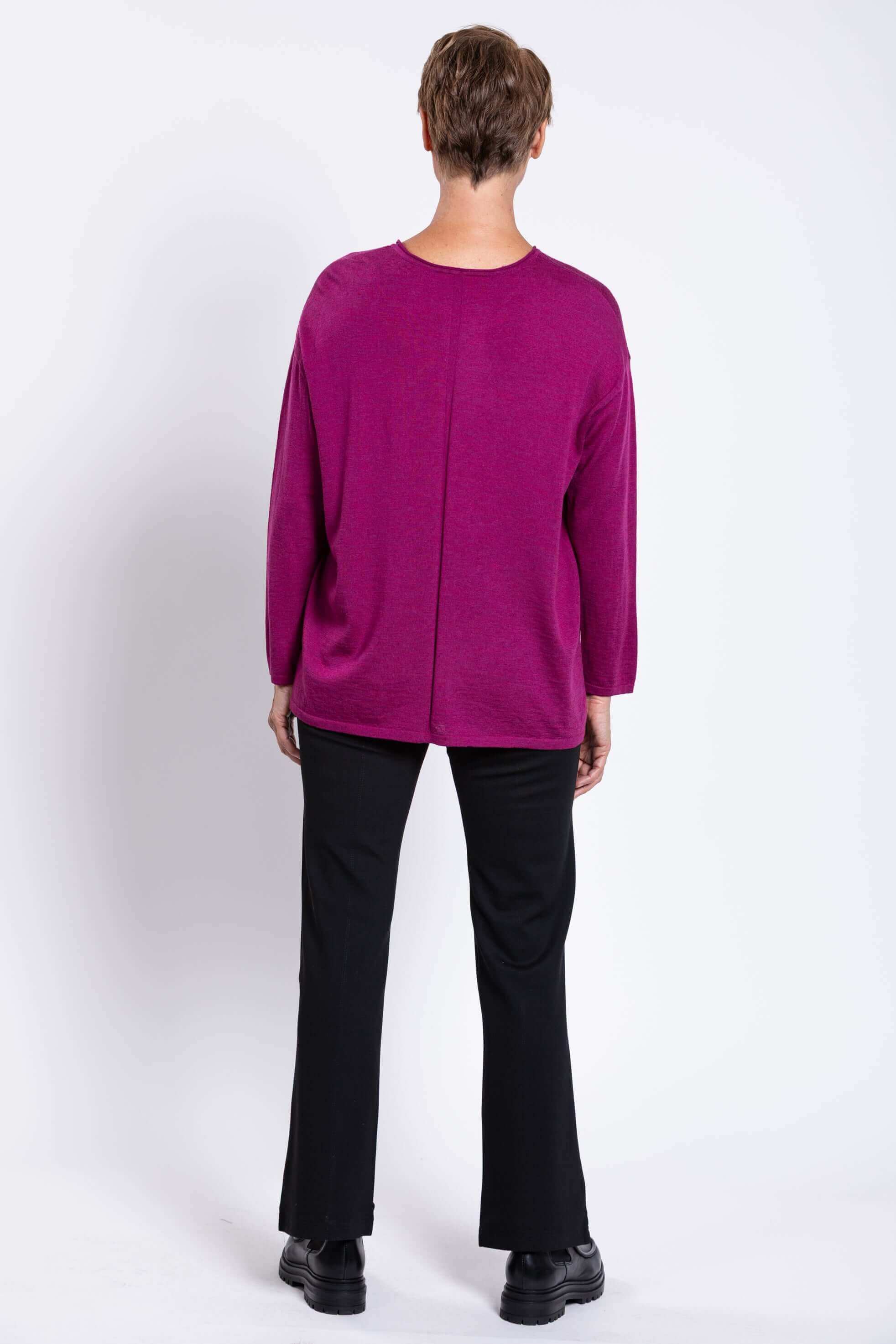 Matera Sweater, Magenta, Merino Wool - Image 6