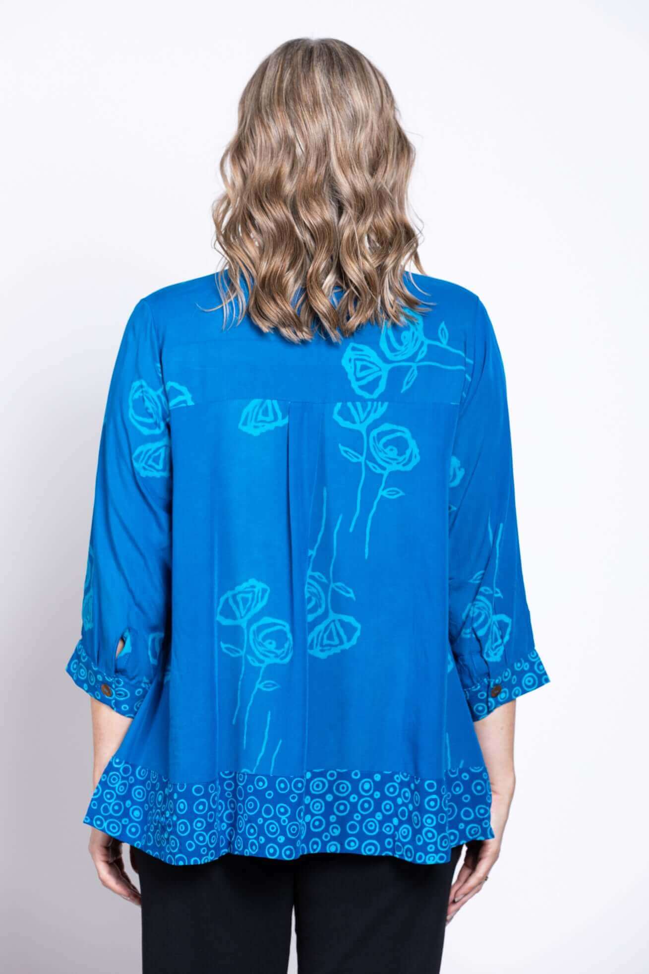 Mayana Blouse, Turq Flower - Image 3