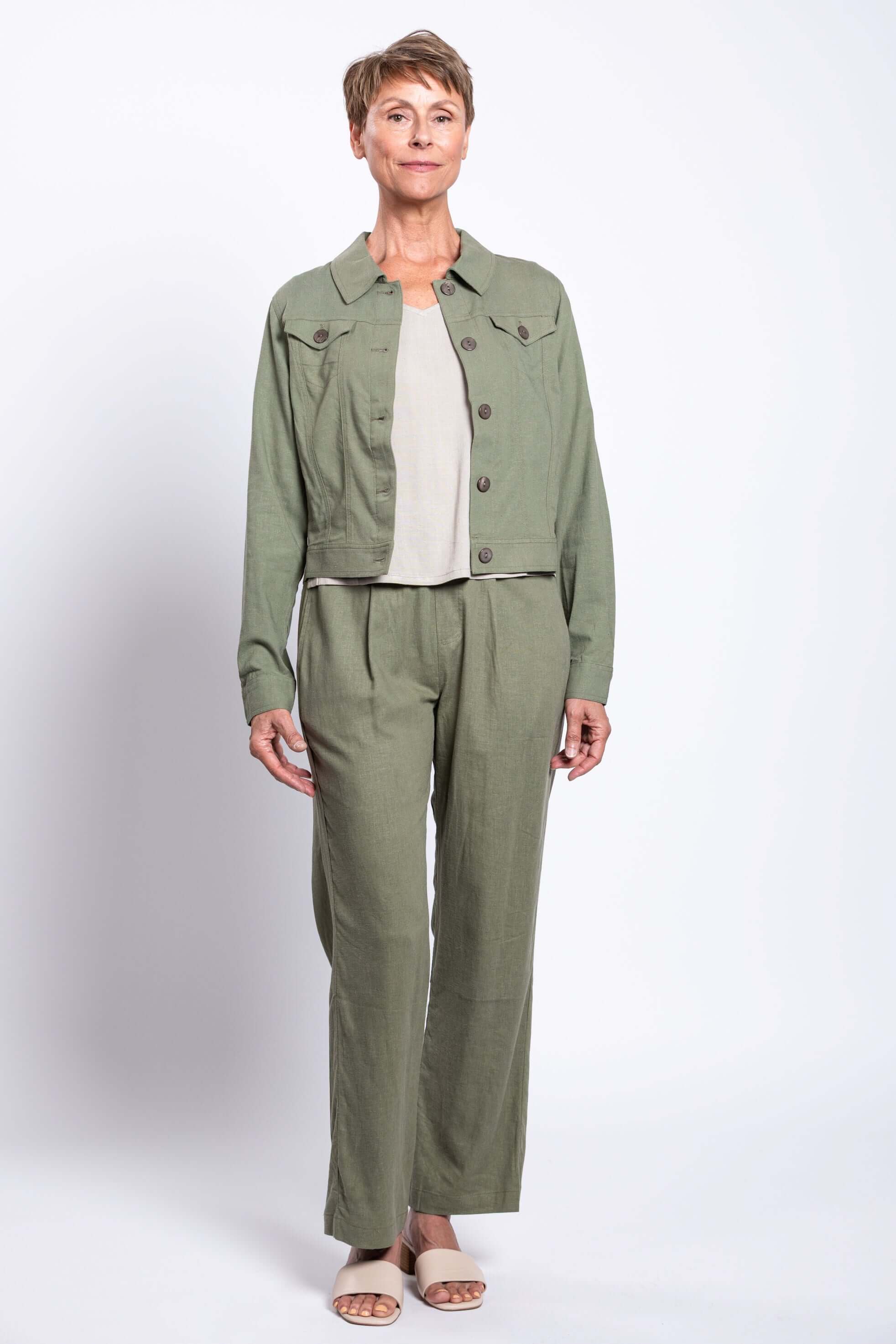 Melodie Pant, Khaki, Linen - Image 4