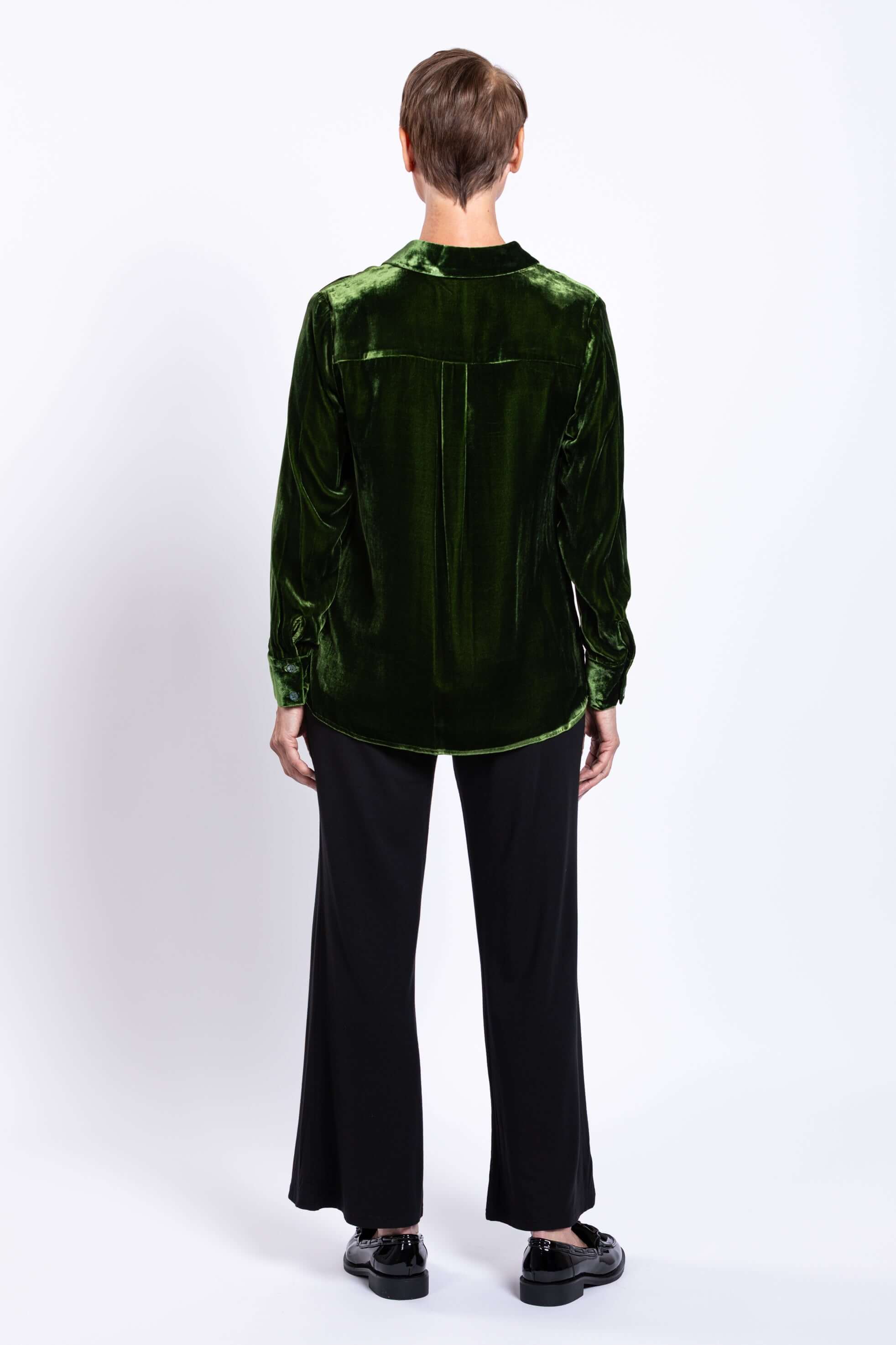 Memory Blouse, Green, Silk Velvet - Image 4