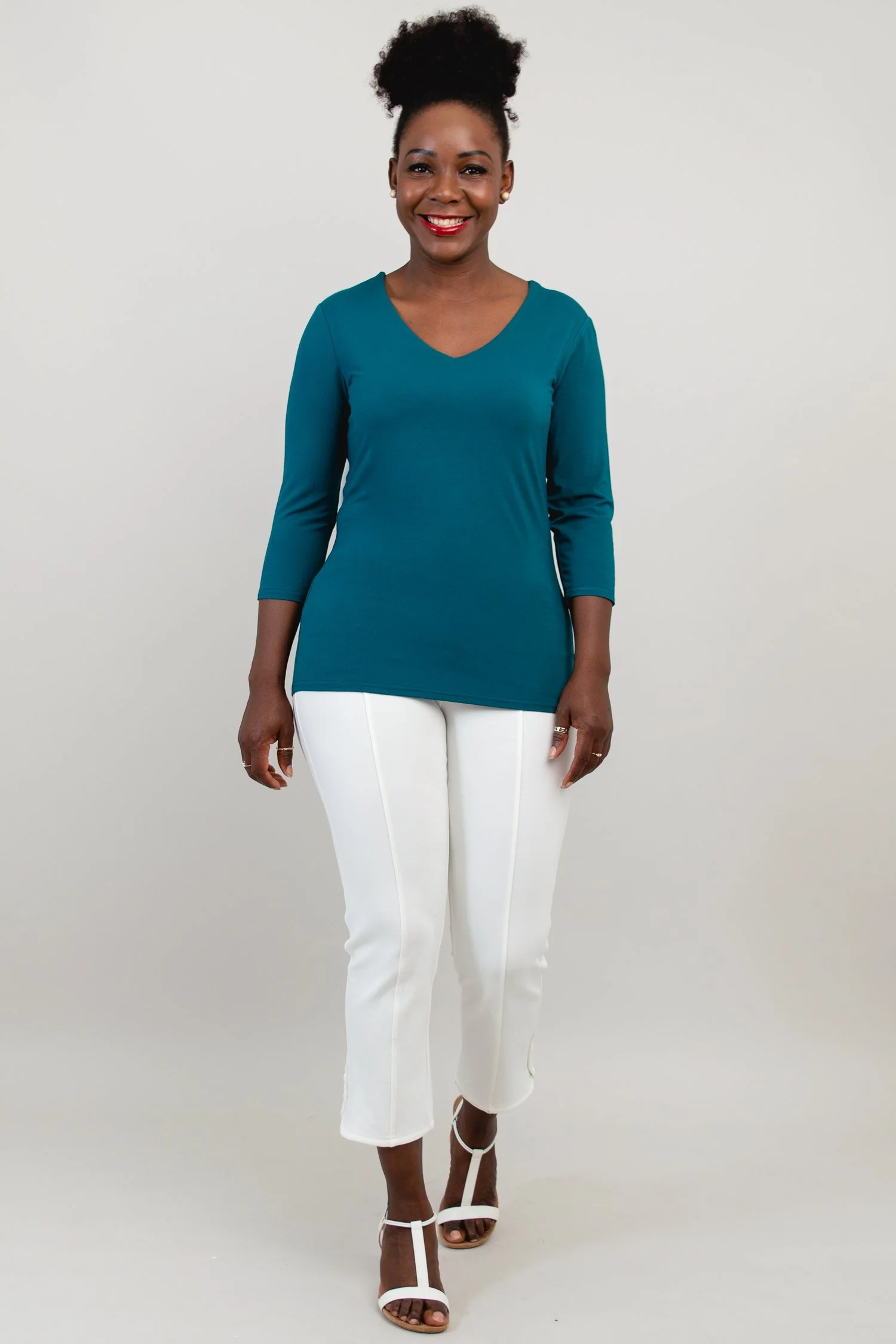 Mia Top, Teal, Bamboo - Image 4