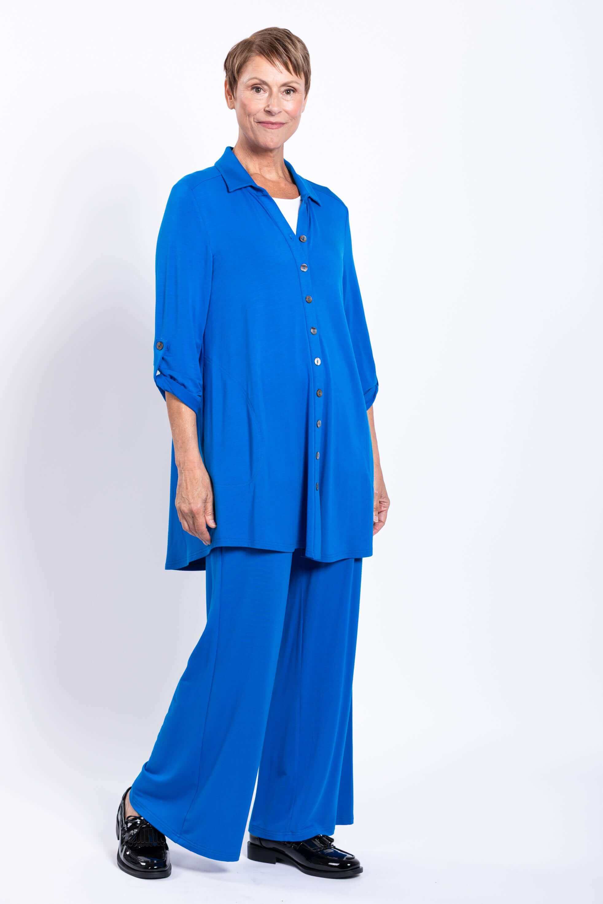 Michele Blouse, Cobalt, French Terry - Image 4