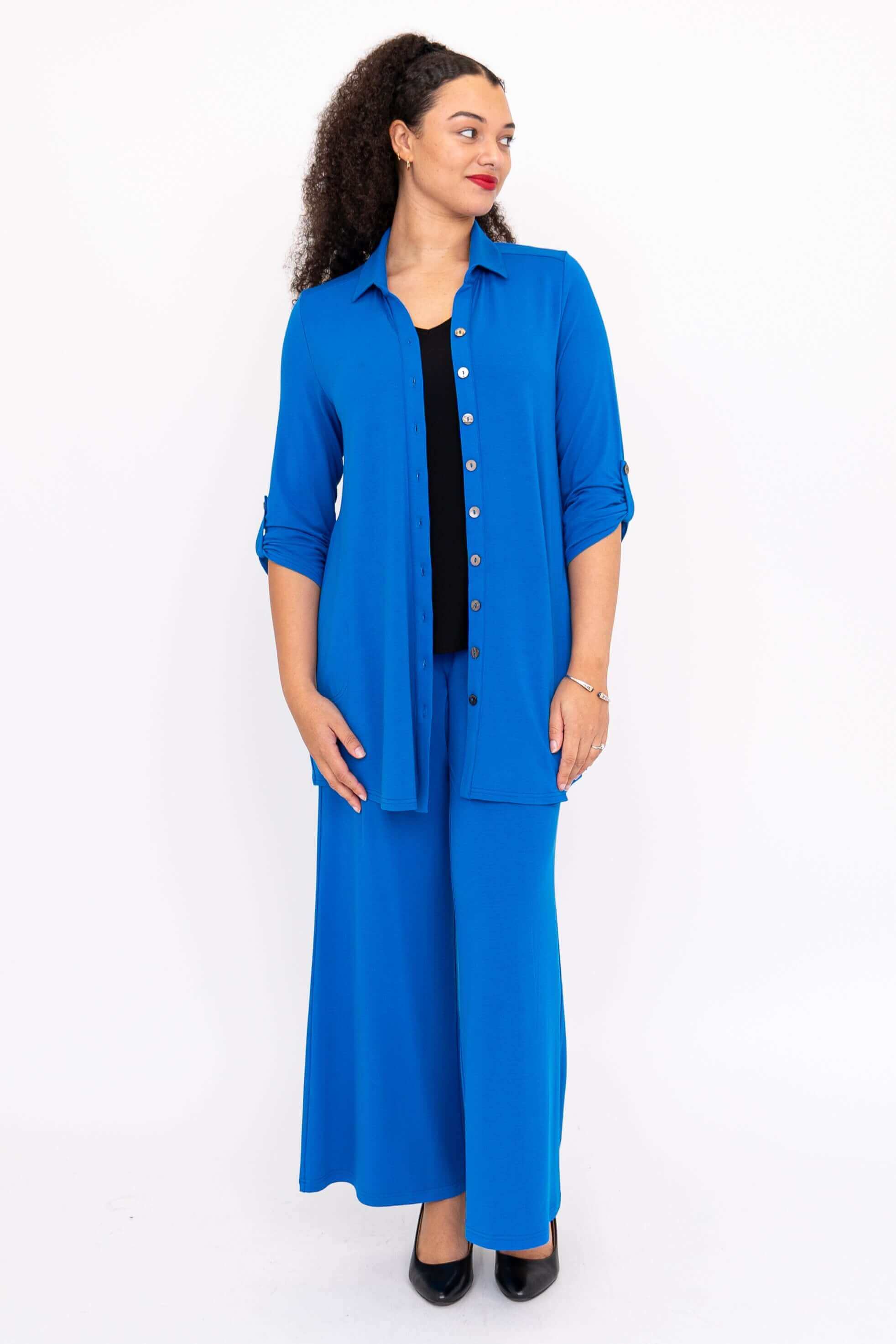 Michele Blouse, Cobalt, French Terry - Image 5
