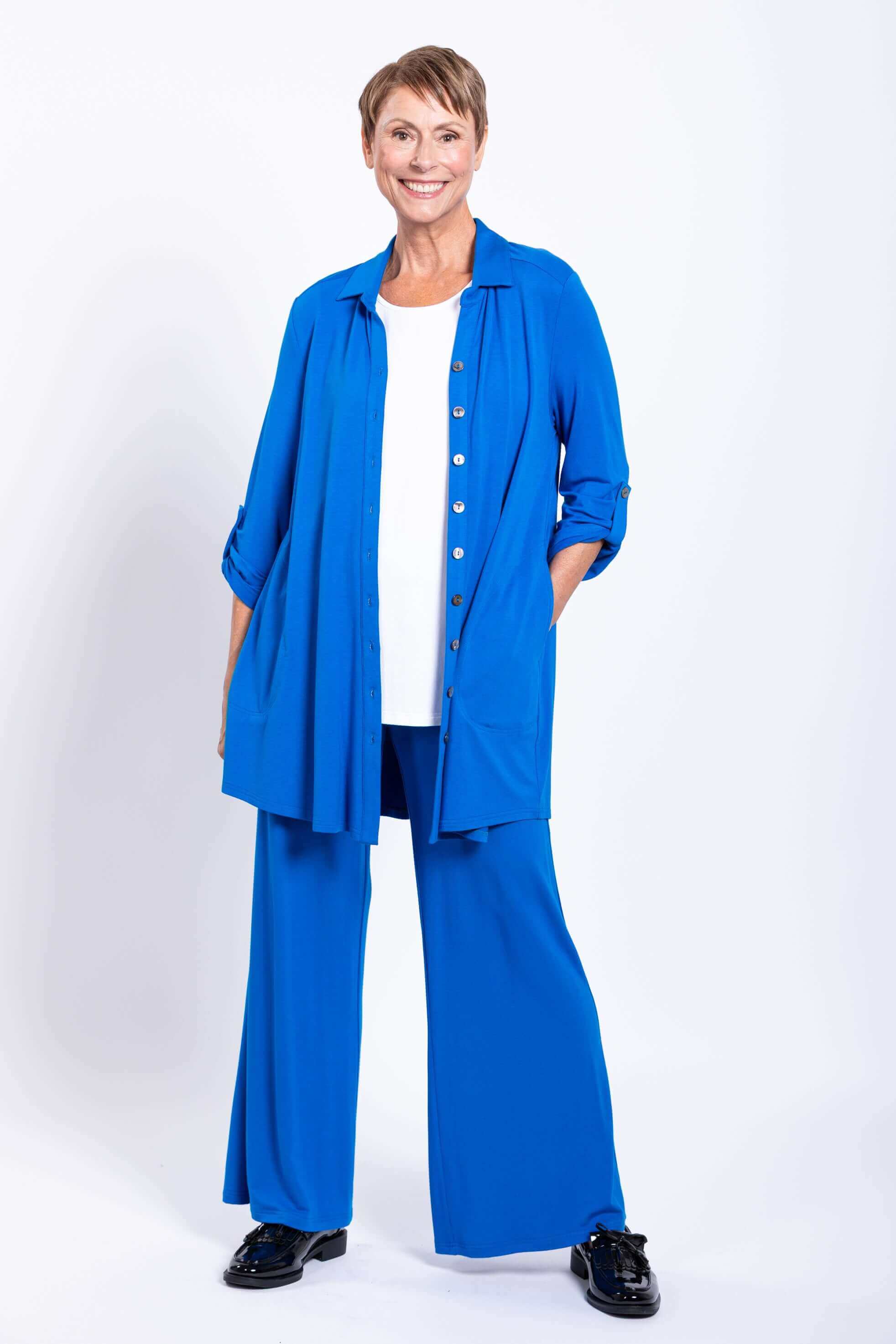 Michele Blouse, Cobalt, French Terry - Image 6