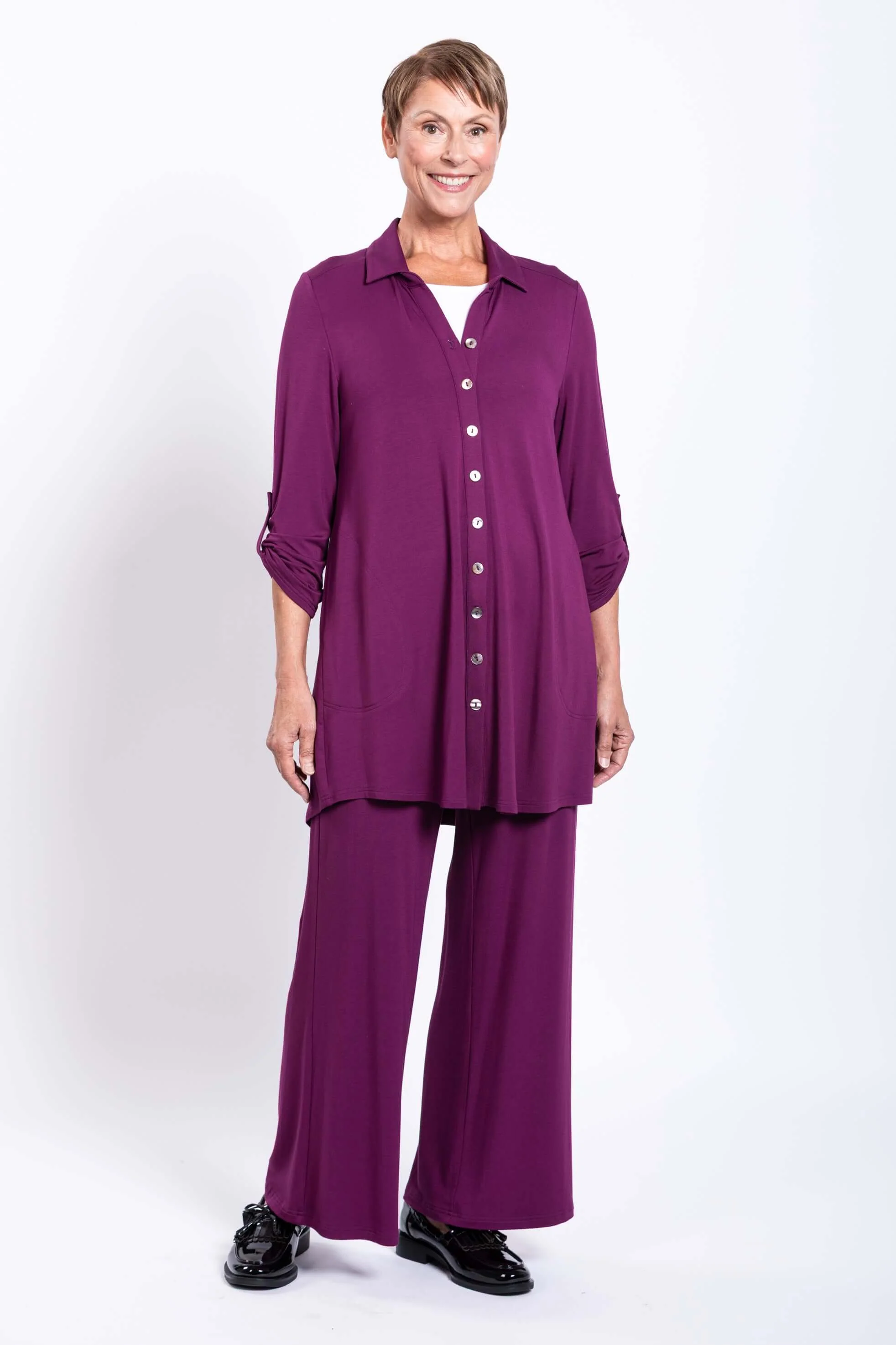 Michele Blouse, Magenta, French Terry - Image 6