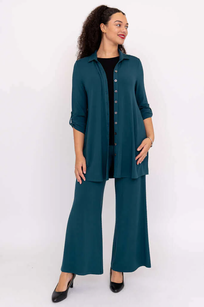 Michele Blouse, Teal, French Terry - Image 2