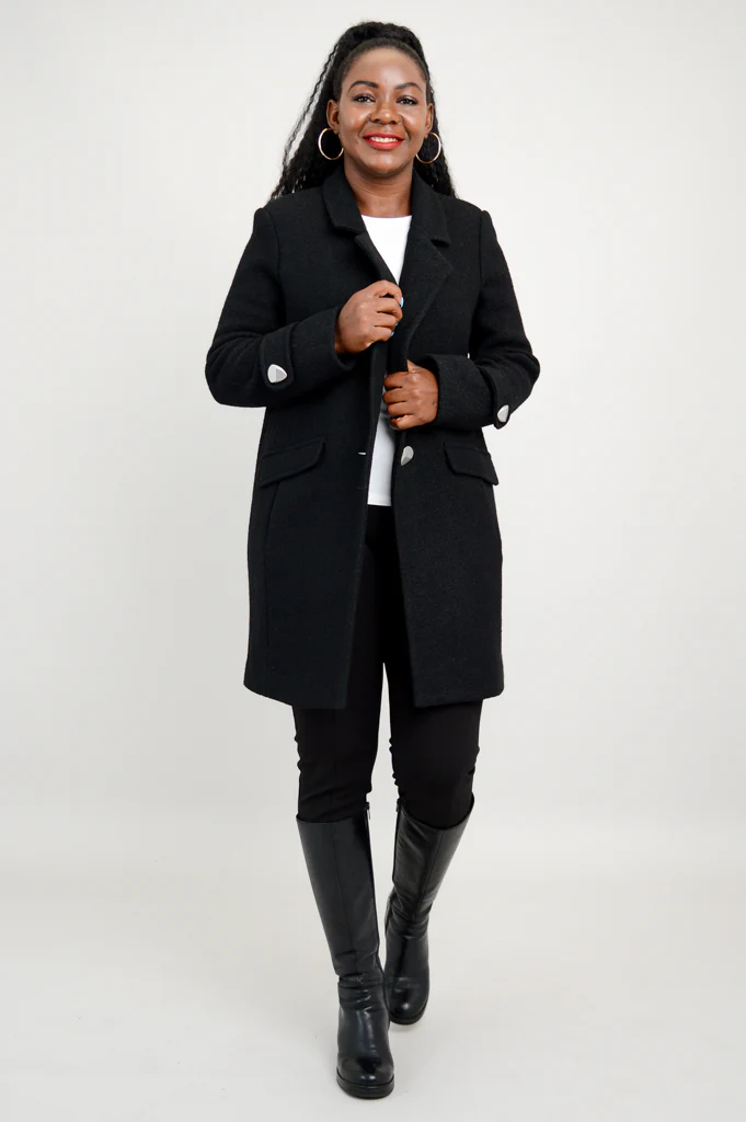 Milan Coat, Black, Wool - Image 13