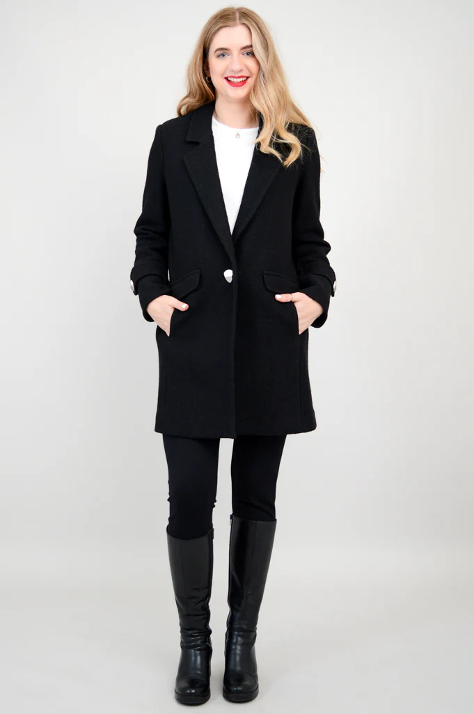 Milan Coat, Black, Wool - Image 5
