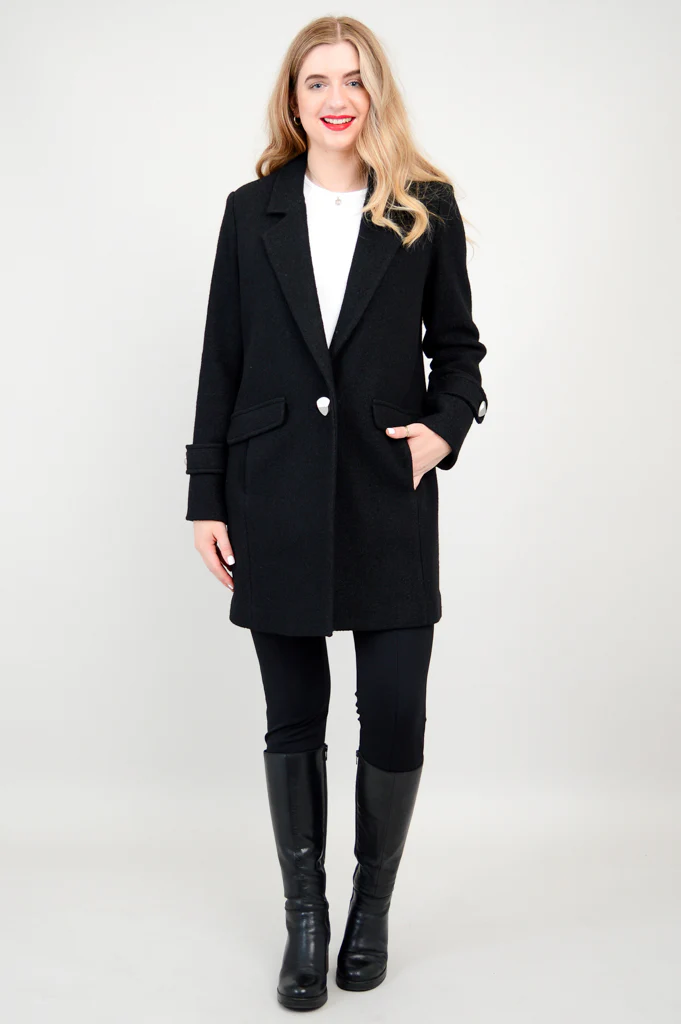 Milan Coat, Black, Wool - Image 7