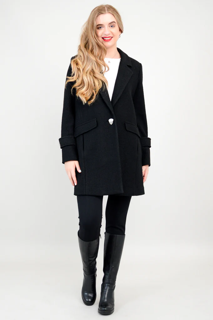 Milan Coat, Black, Wool - Image 9