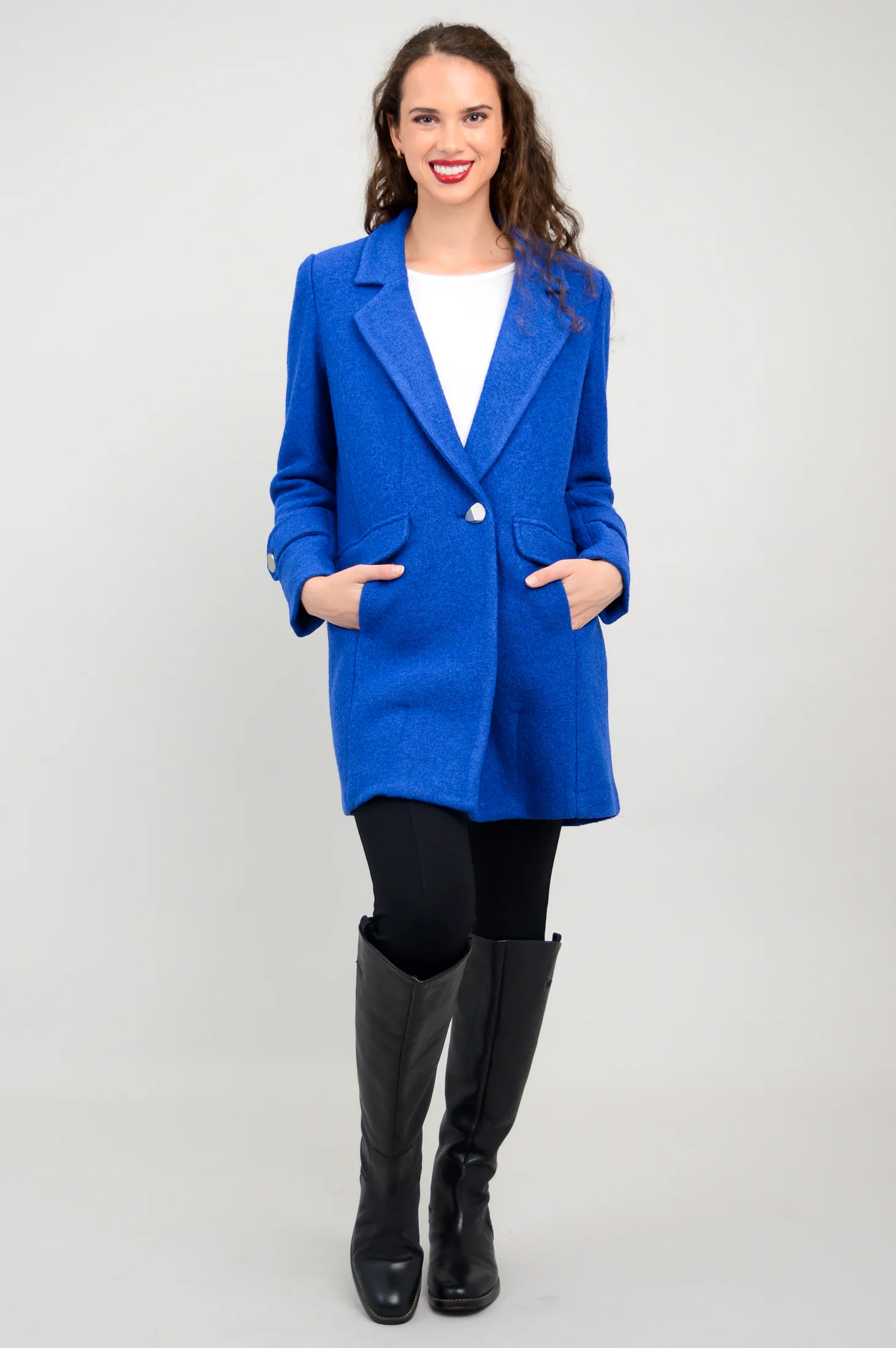 Milan Coat, Cobalt, Boiled Wool - Image 6