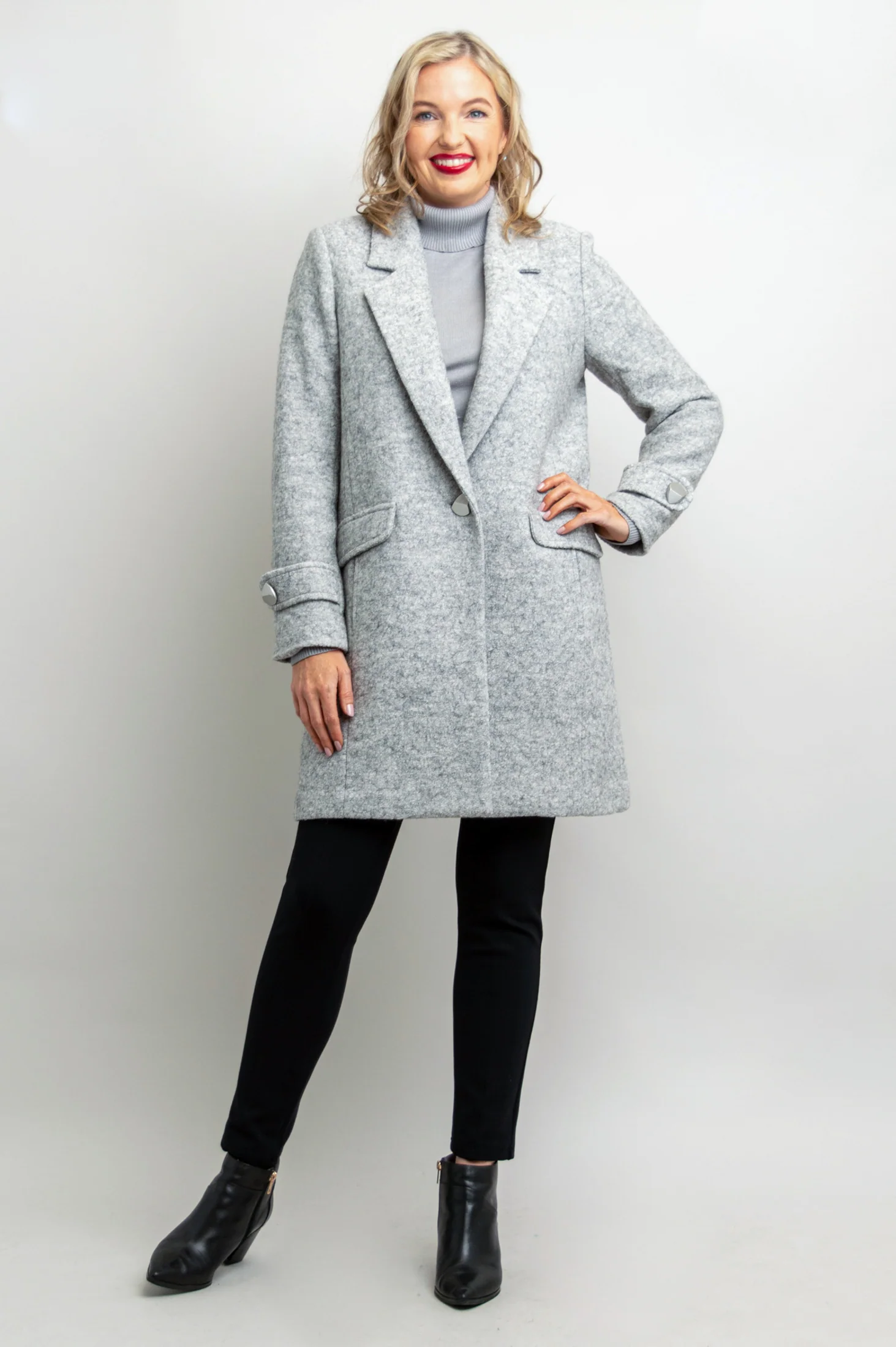 Milan Coat, Sleet Grey, Boiled Wool - Image 6