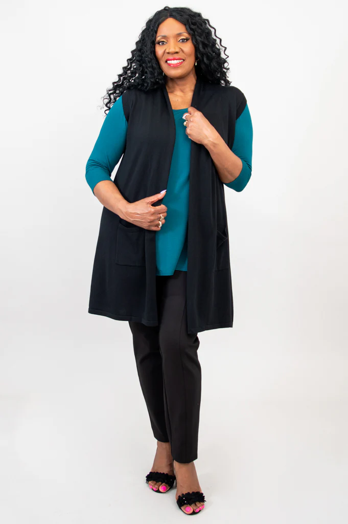 Miranda Vest, Black, Bamboo Cotton - Image 4