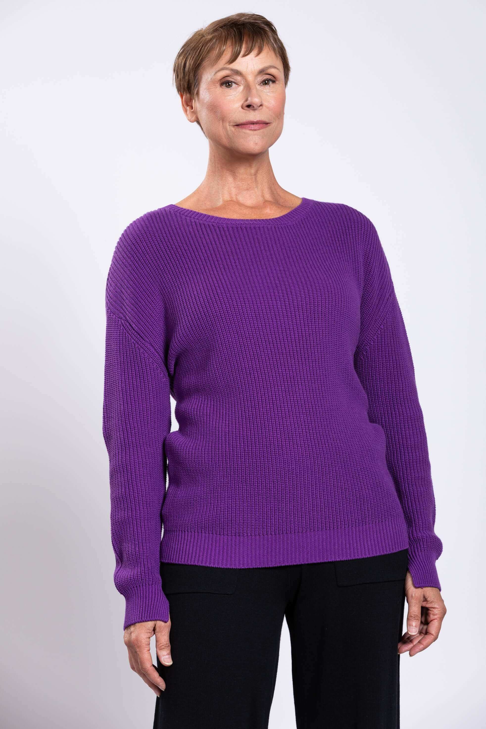 Mission Sweater, Bright Purple, Cotton - Image 4