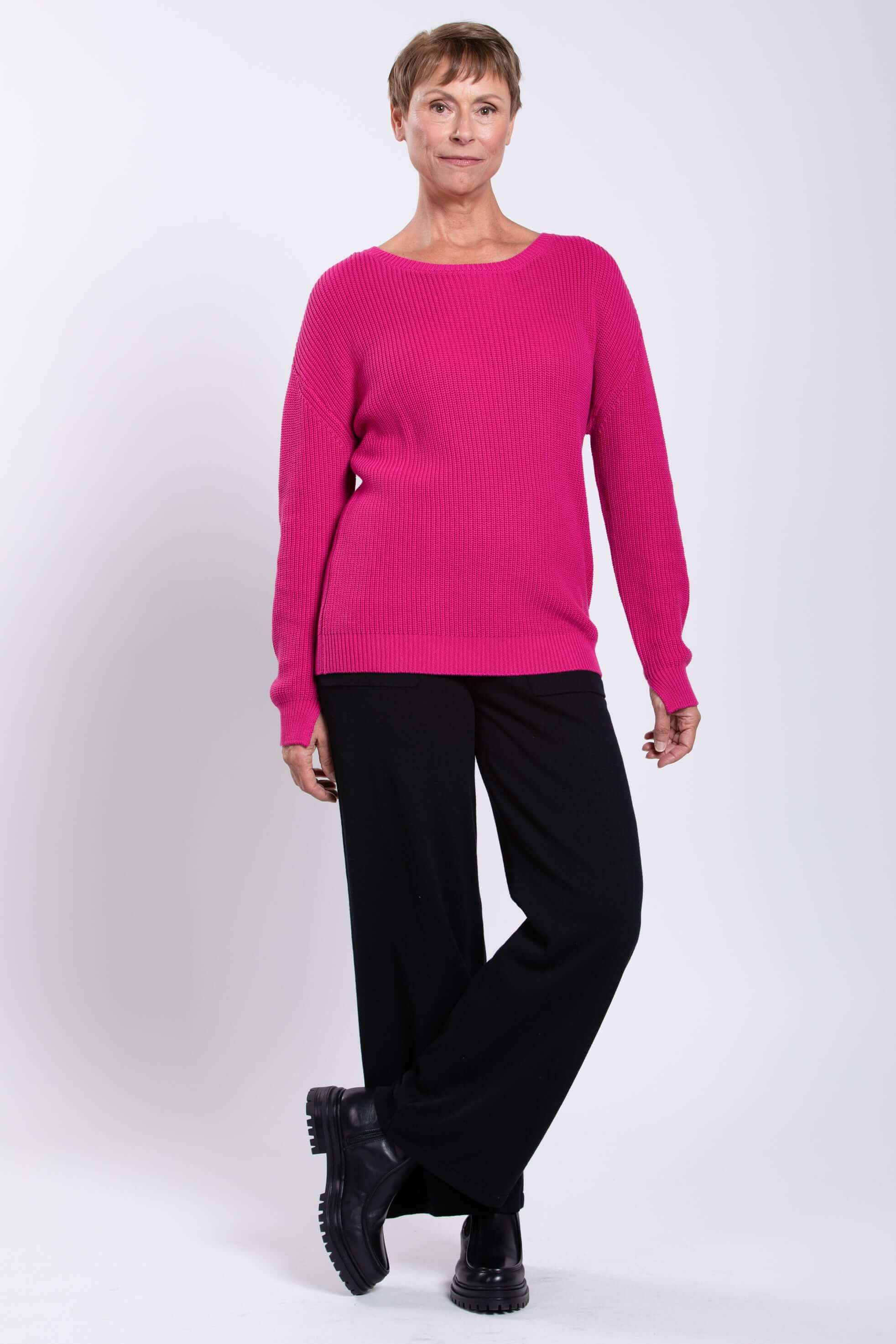 Mission Sweater, Fuchsia, Cotton - Image 3