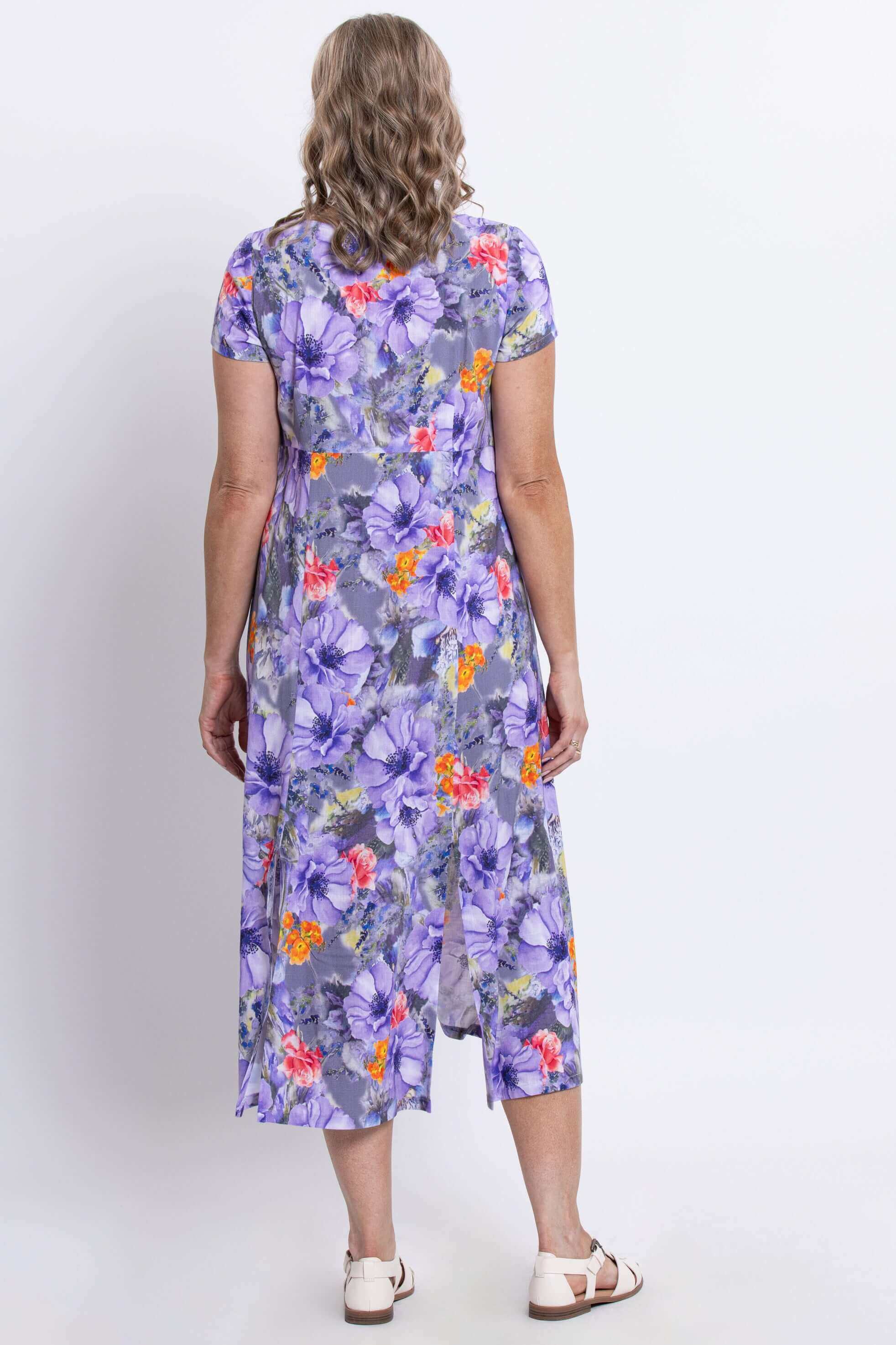 Morgan Dress, Violet Bloom, Linen Bamboo - Image 5