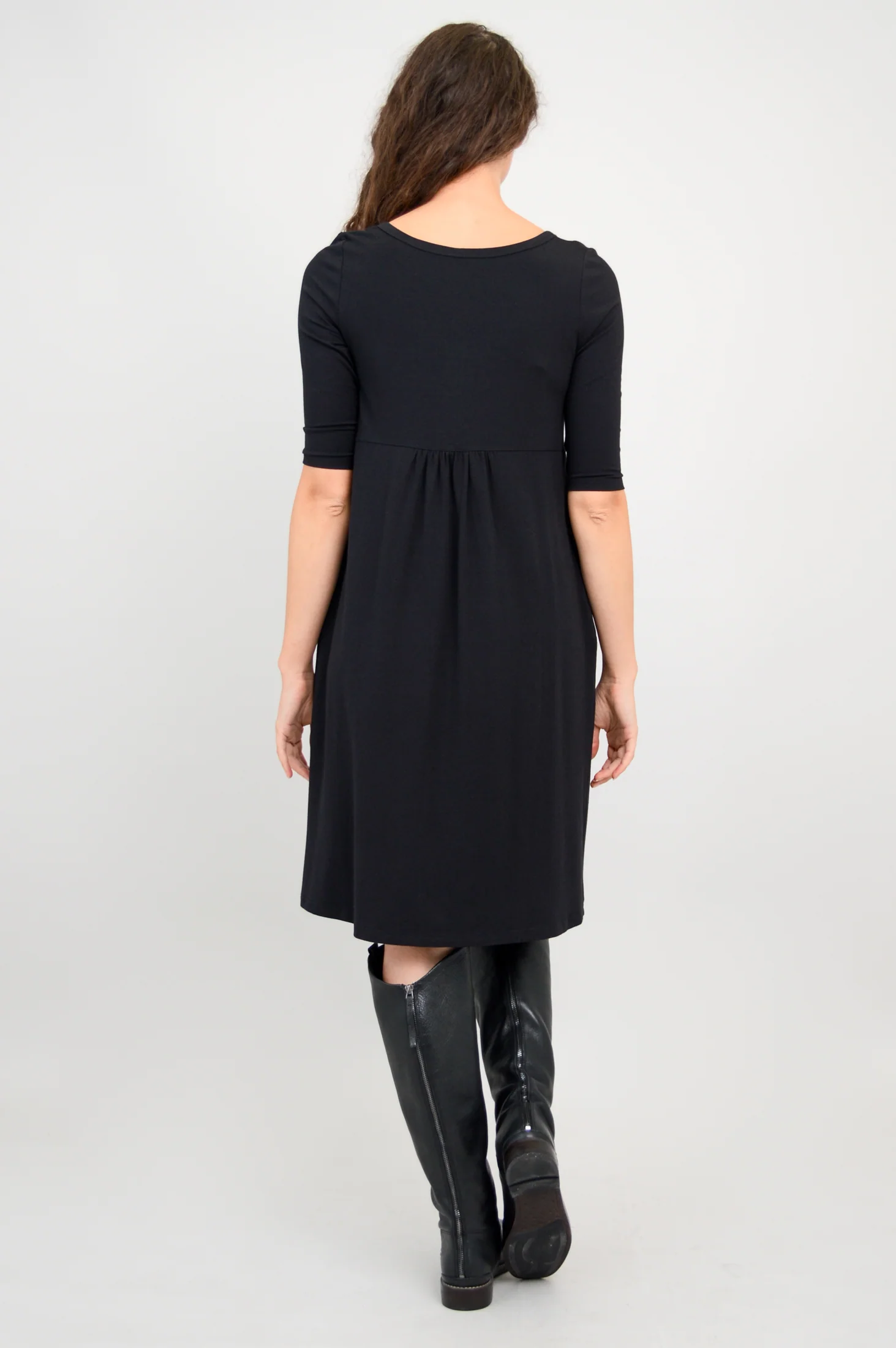 Nelly 3/4 Sleeve Dress, Black, Bamboo - Image 9
