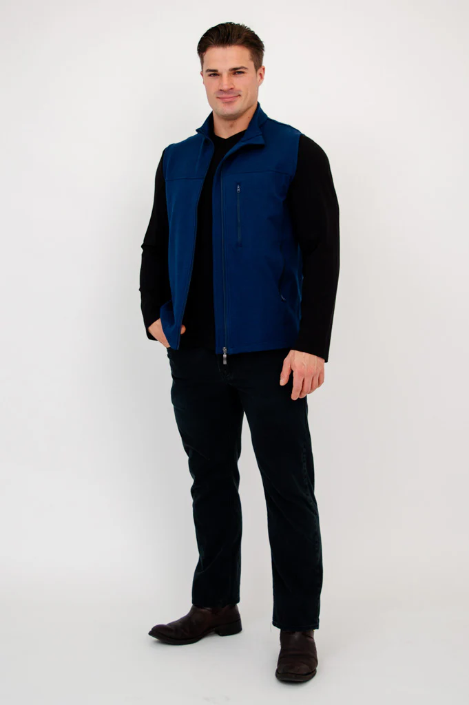 Nick Vest, Indigo, Bamboo Fleece - Image 2