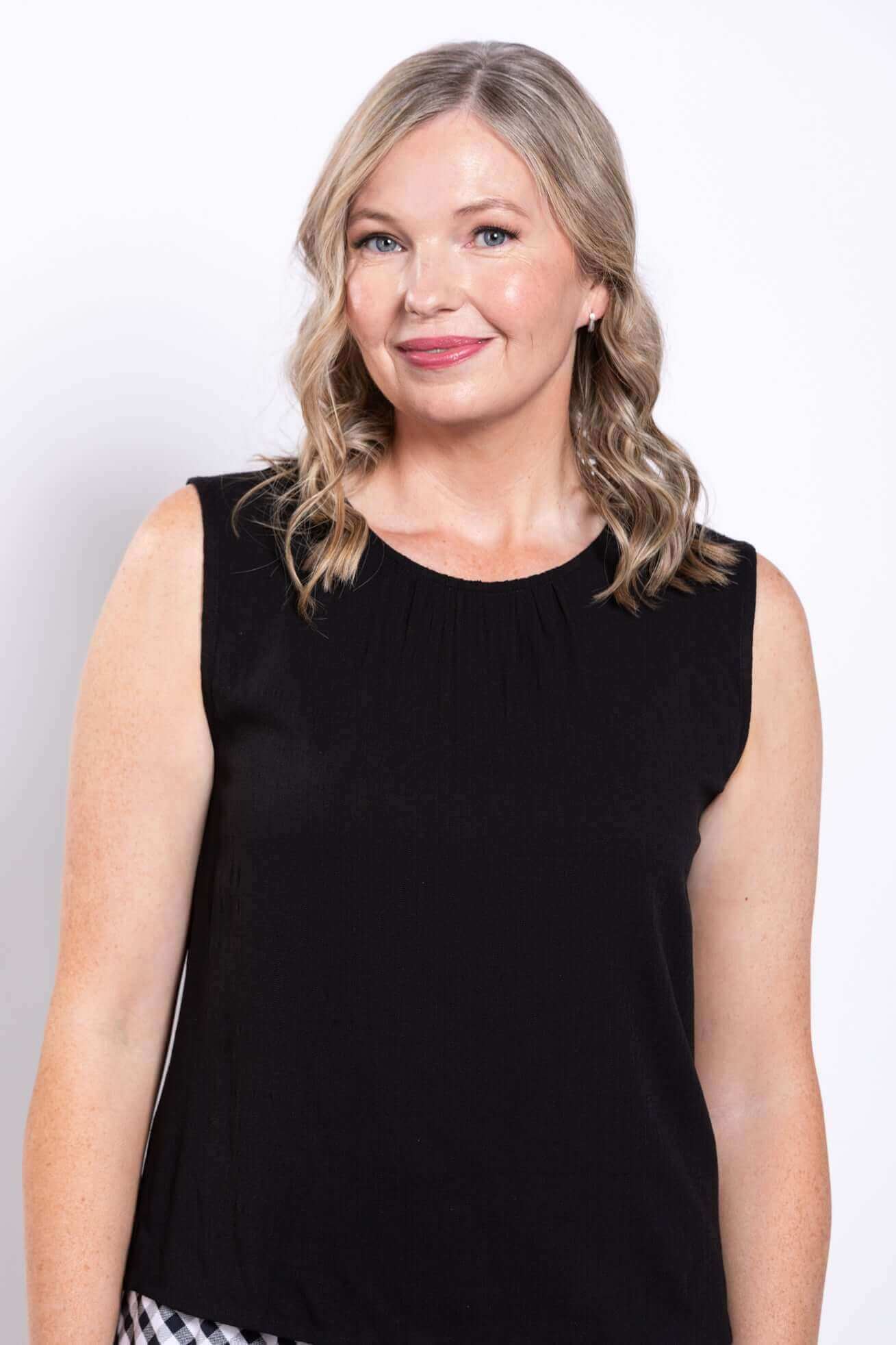 Nina Tank, Black, Linen Bamboo