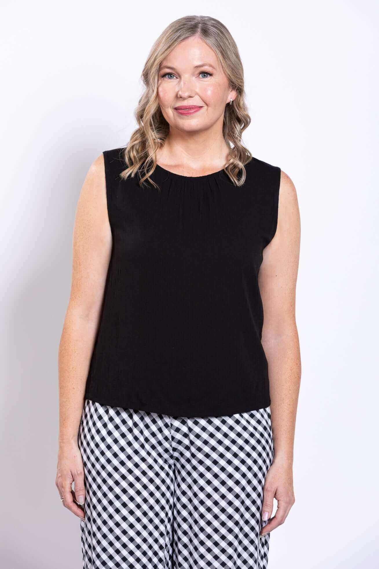 Nina Tank, Black, Linen Bamboo - Image 3