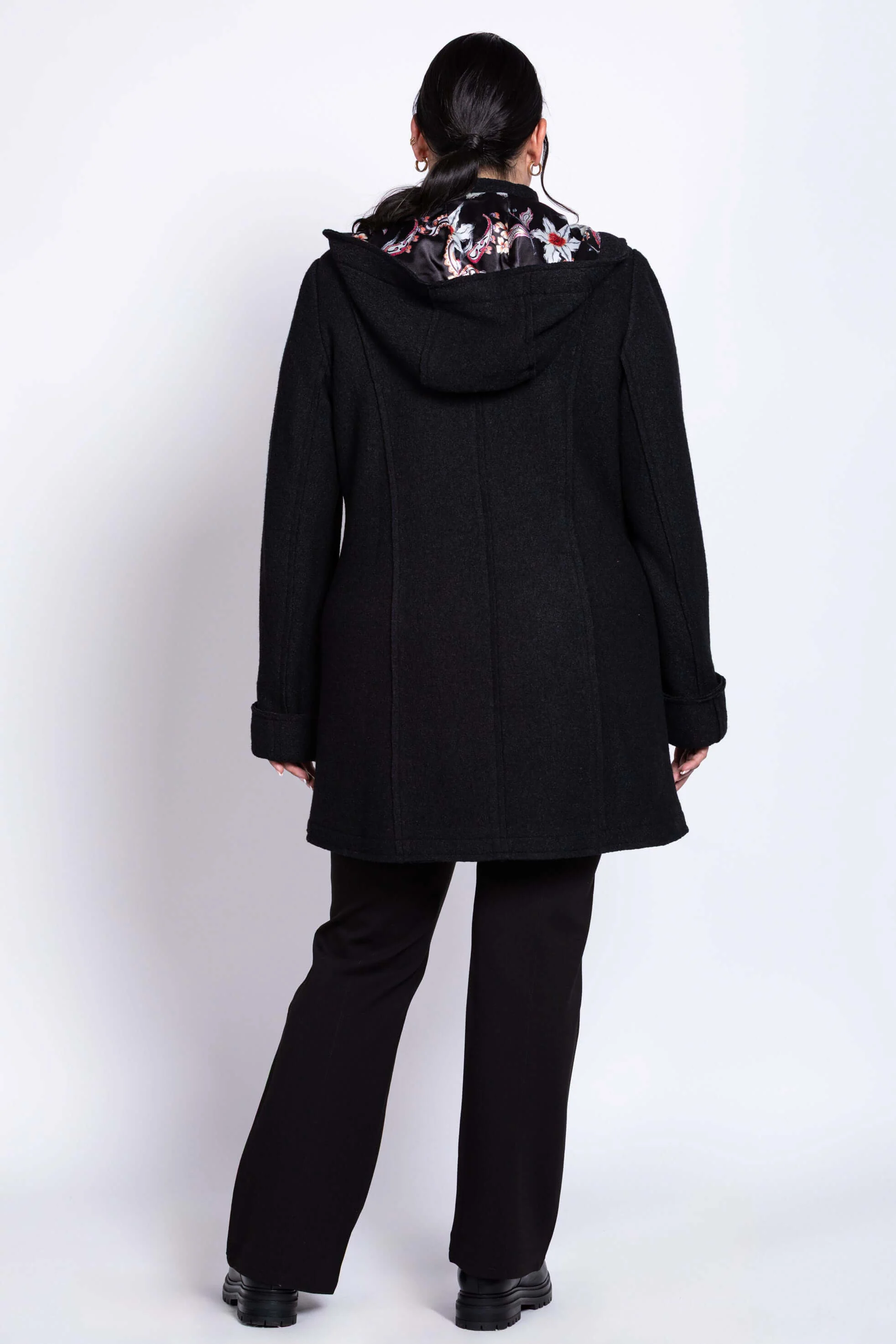 Noelle Coat, Black, Boiled Wool - Image 3
