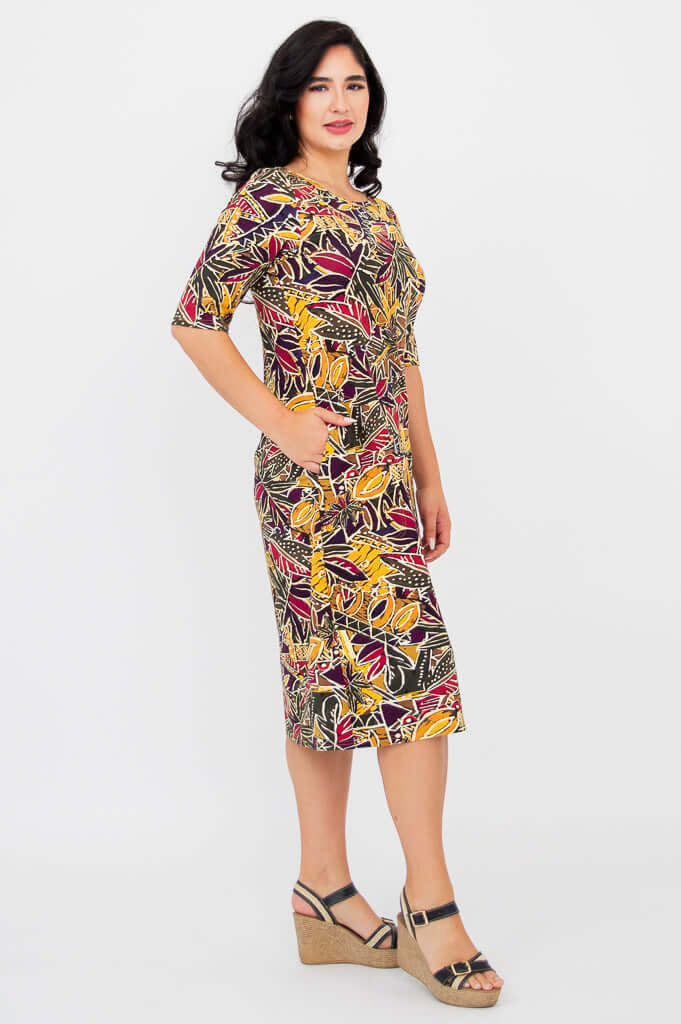 Olivia Dress, Tropikal, Bamboo - Image 4