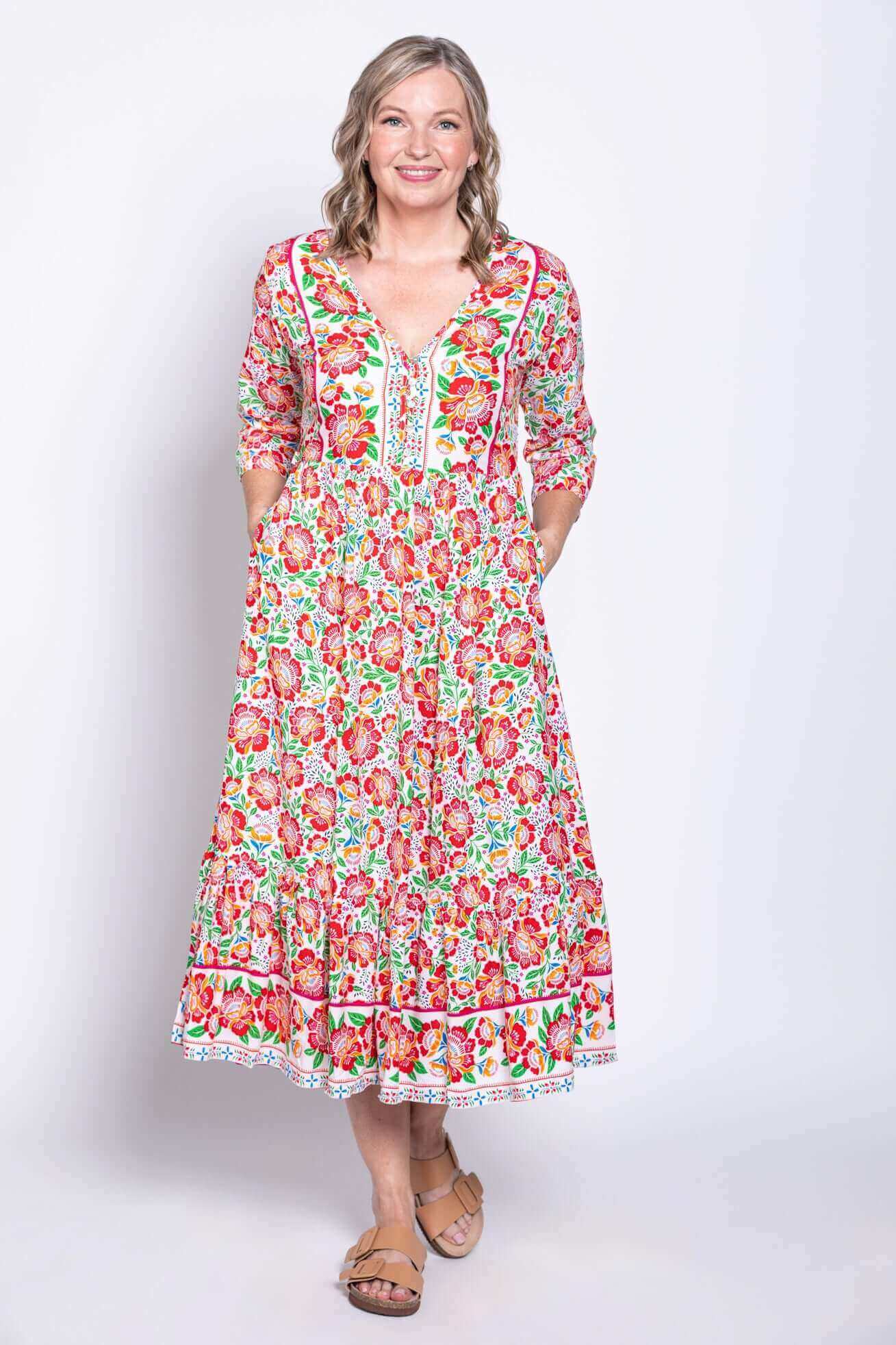 Oma Dress, Crimson Bloom - Image 2