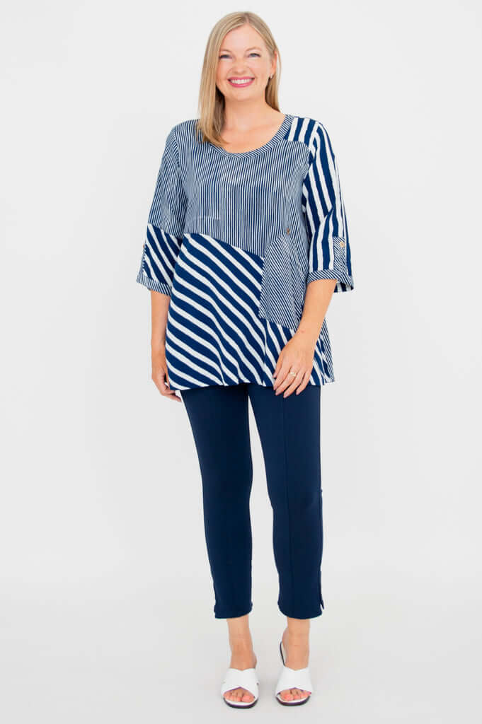 Palace Blouse, Indigo Stripe - Image 2
