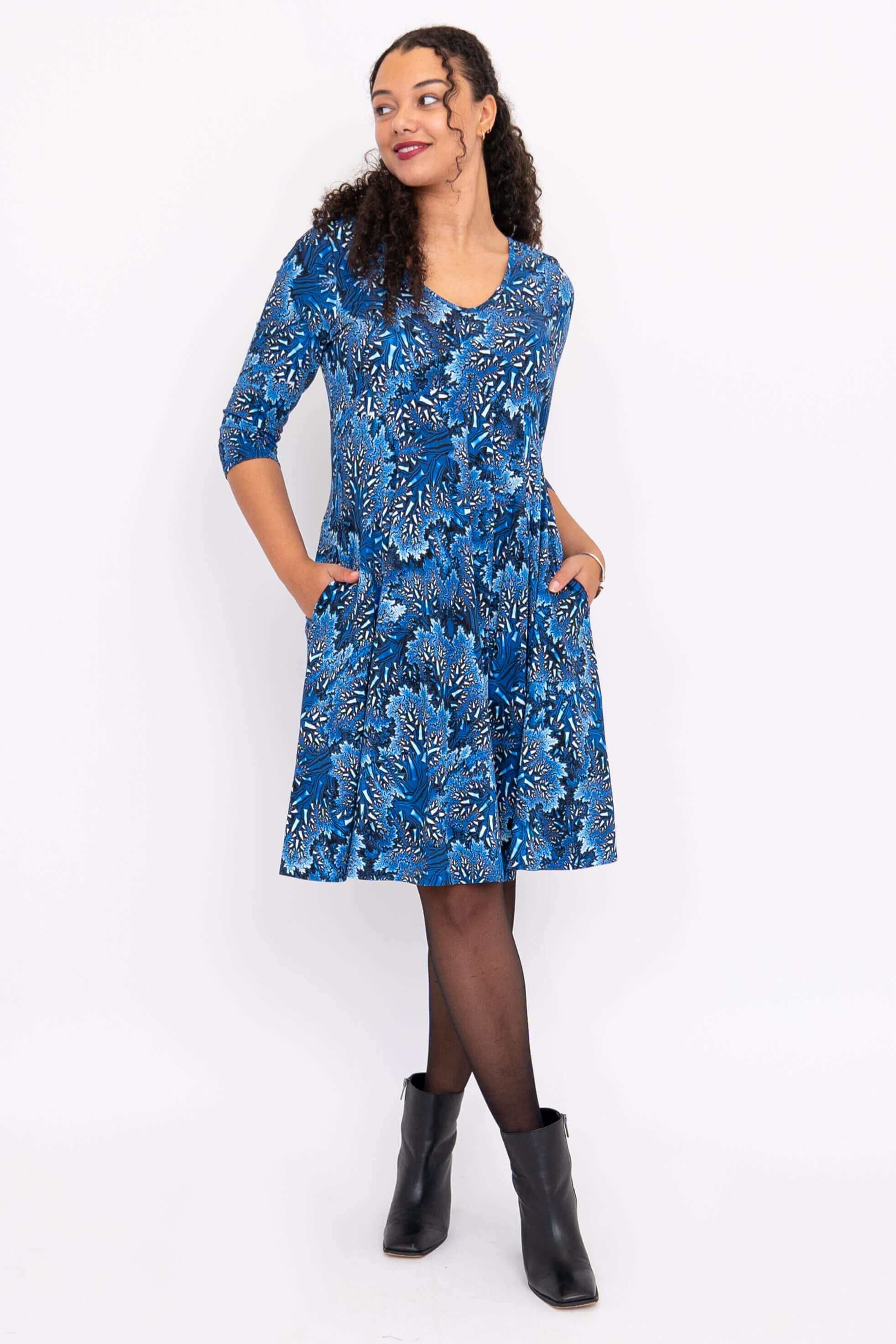 Pamela 3/4 Dress, Cobalt Fossil, Bamboo - Image 3