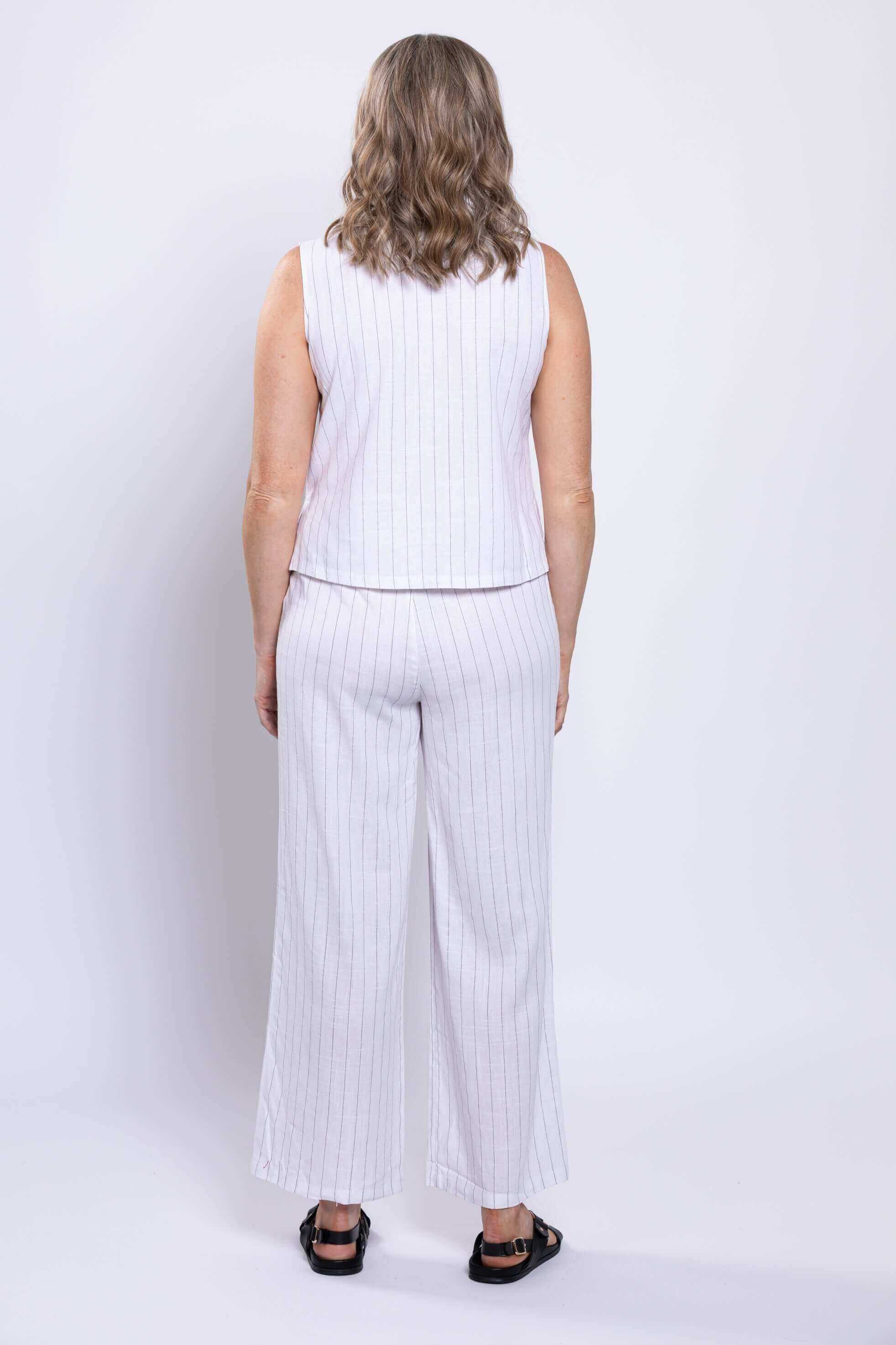 Parker Pant, White Stripe, Linen Bamboo - Image 4