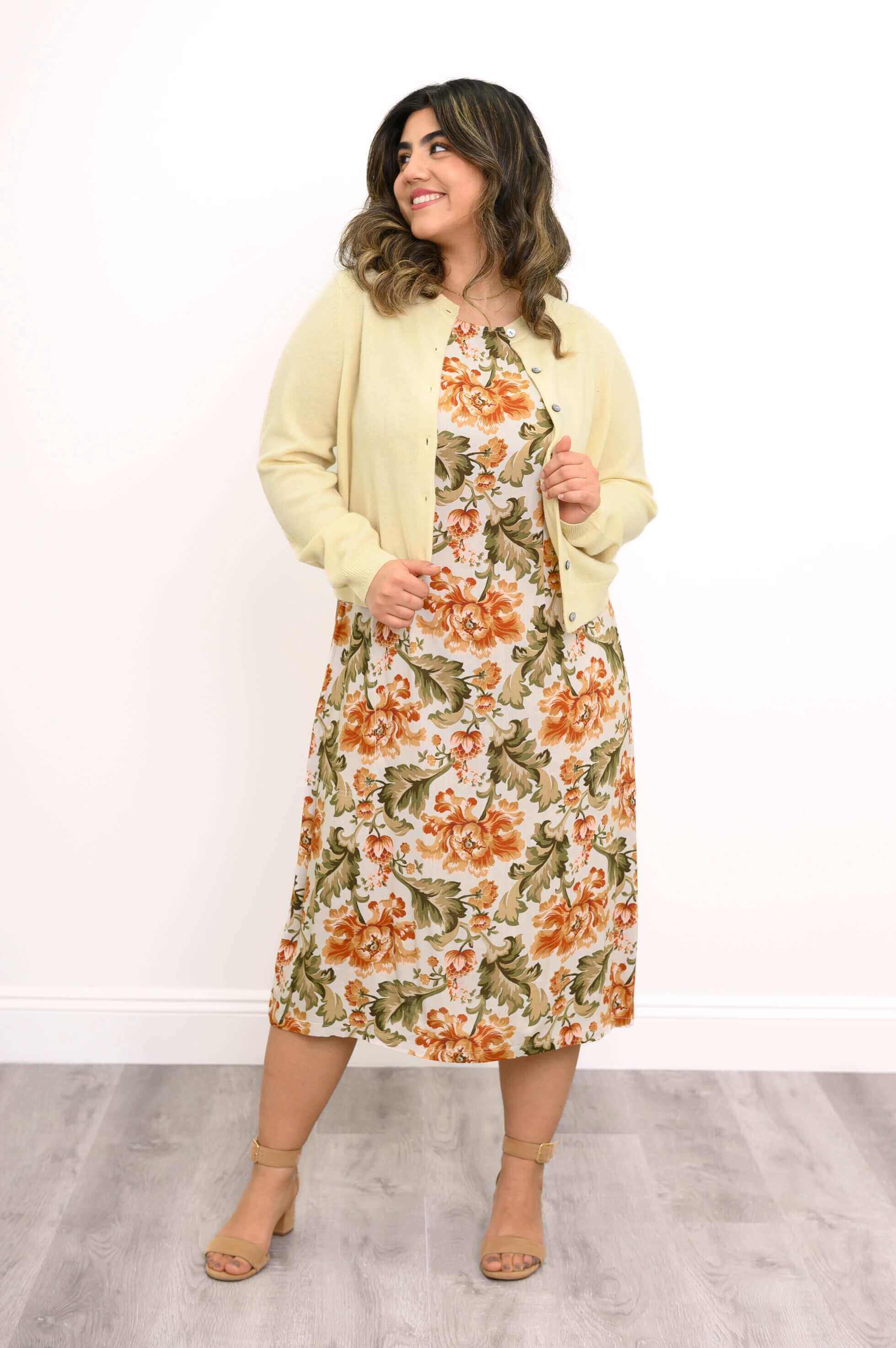 Patricia Dress, Khaki Tapestry, Linen Bamboo - Image 3